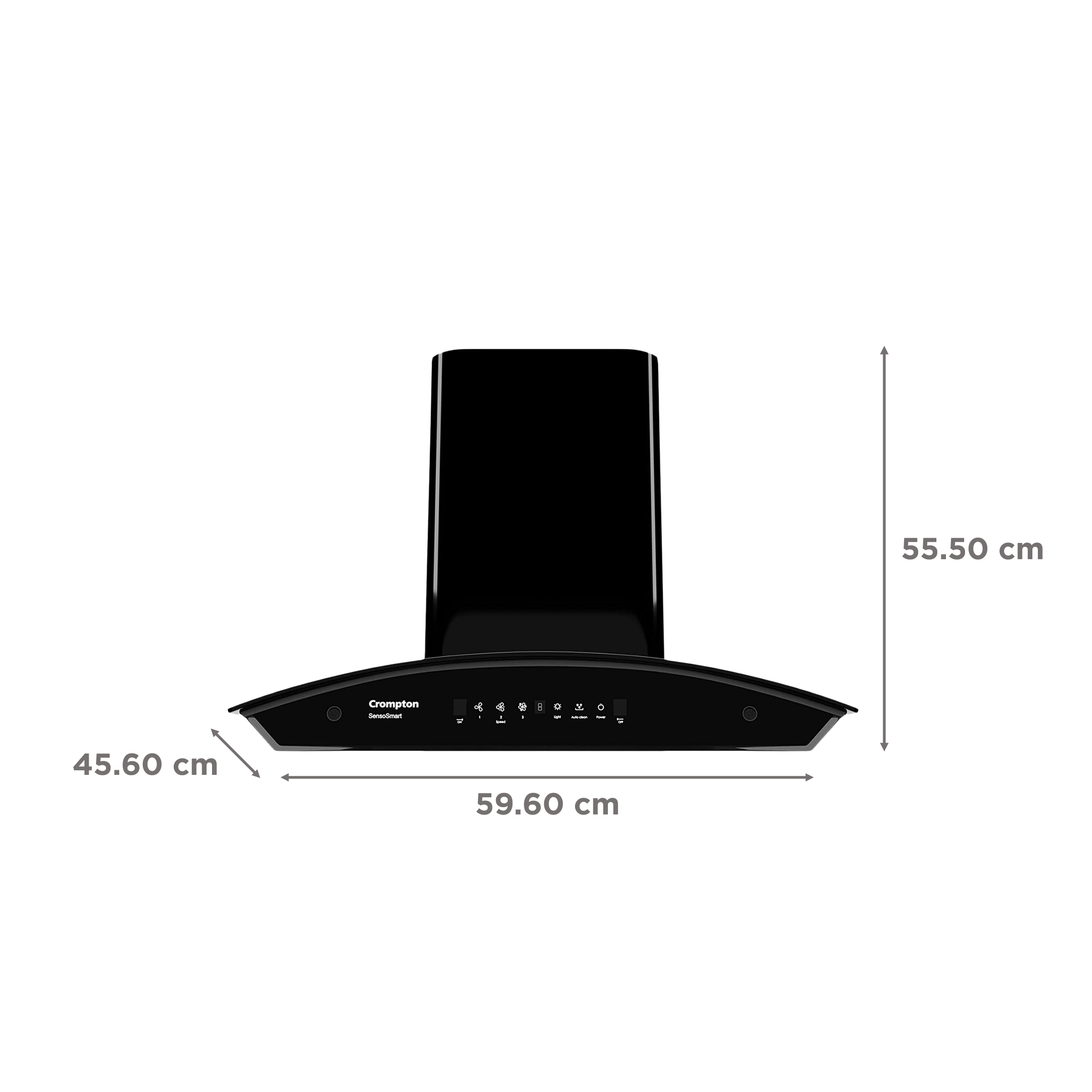 Crompton SensoSmart 60cm 1210m3/hr Ducted Auto Clean Wall Mounted Chimney with Touch Control Panel (Midnight Black)_2