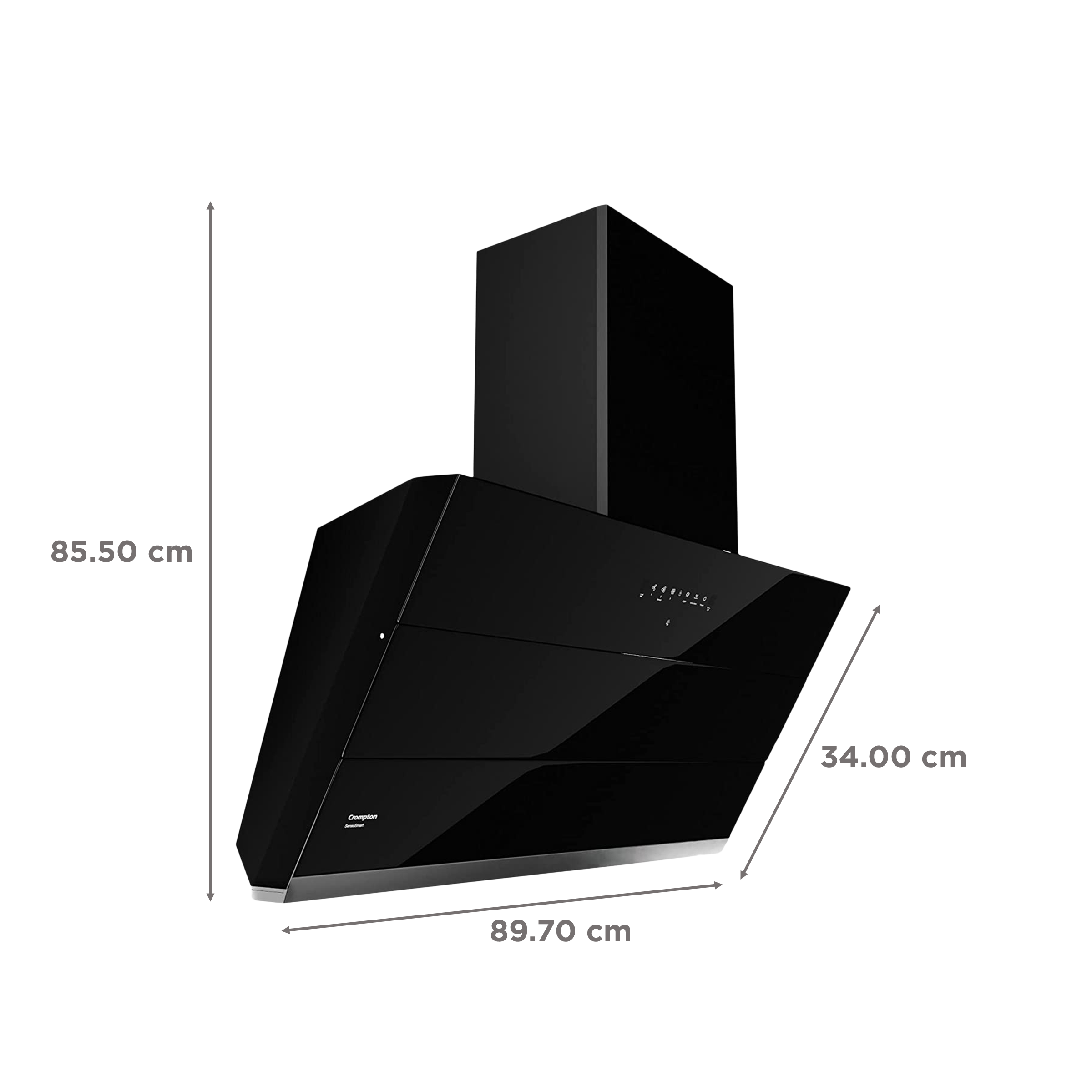 Crompton SensoSmart 90cm 1530m3/hr Ducted Auto Clean Wall Mounted Chimney with Touch Control Panel (Midnight Black)_2