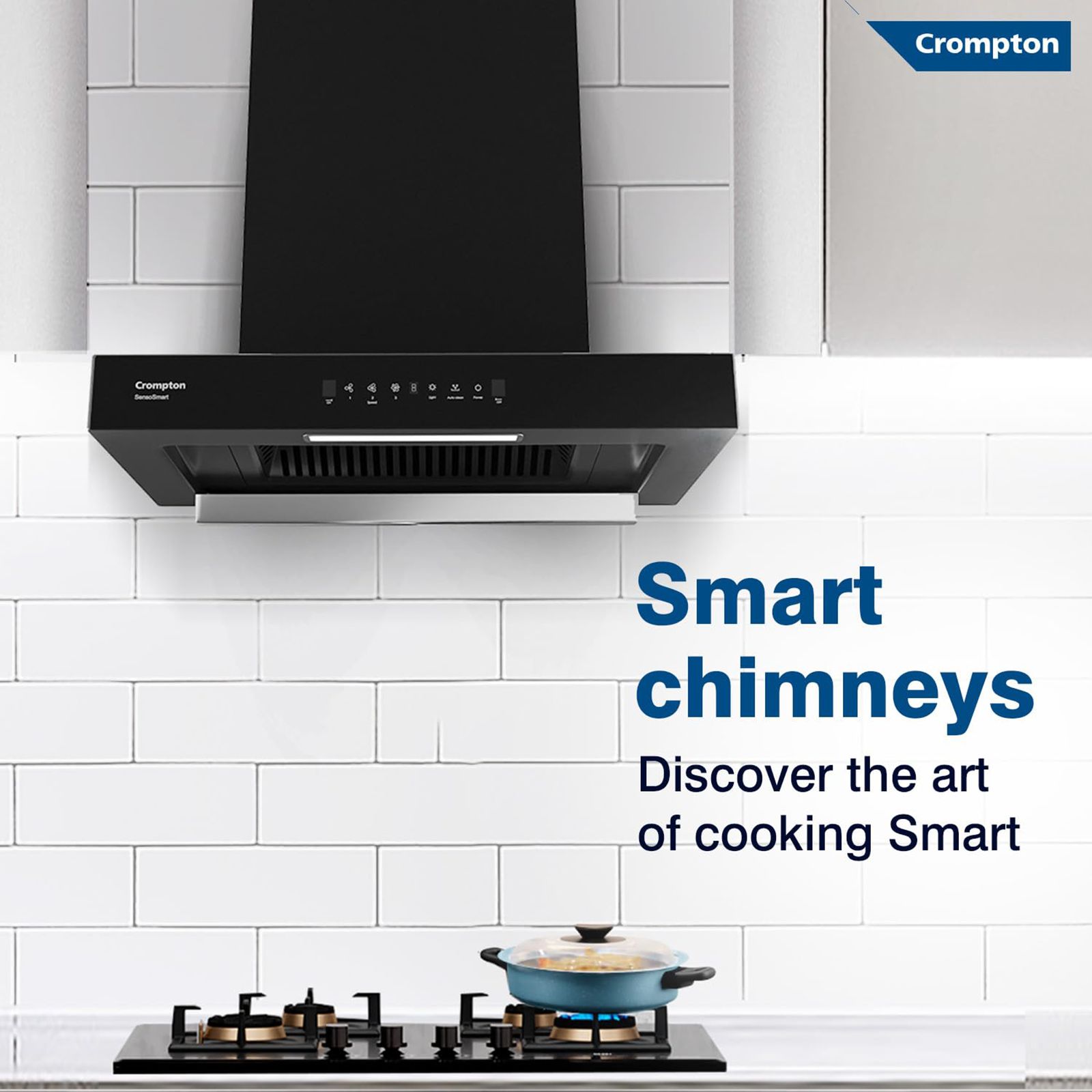Crompton SensoSmart 60cm 1620m3/hr Ducted Auto Clean Wall Mounted Chimney with Touch Control Panel (Midnight Black) Crompton SensoSmart 60cm 1620m3/hr Ducted Auto Clean Wall Mounted Chimney with Touch Control Panel (Midnight Black)_12