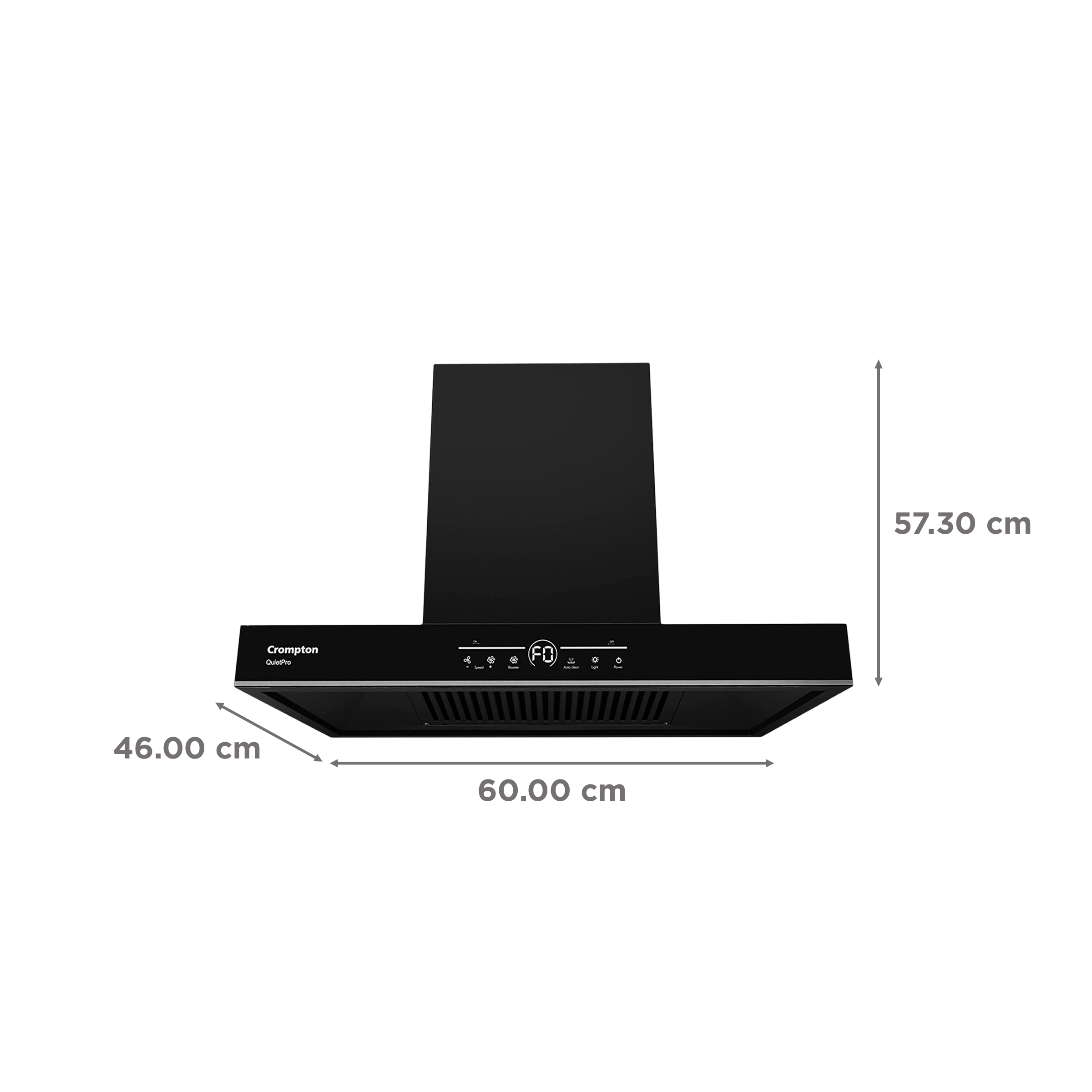 Crompton QuietPro 60cm 1450m3/hr Ducted Auto Clean Wall Mounted Chimney with Touch Control Panel (Midnight Black)_2