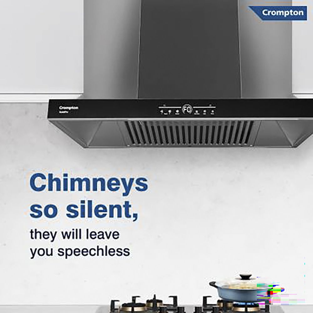 Crompton QuietPro 75cm 1390m3/hr Ducted Auto Clean Wall Mounted Chimney with Touch Control Panel (Midnight Black)_7