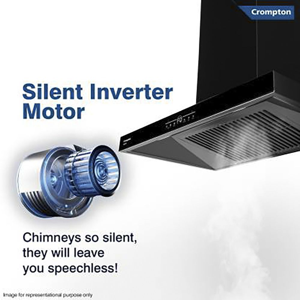 Crompton QuietPro 75cm 1390m3/hr Ducted Auto Clean Wall Mounted Chimney with Touch Control Panel (Midnight Black)_8