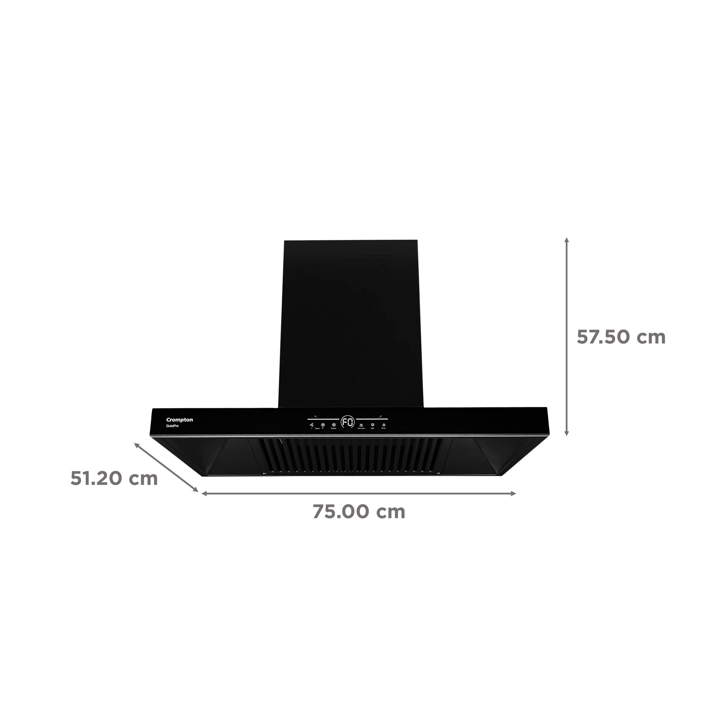 Crompton QuietPro 75cm 1390m3/hr Ducted Auto Clean Wall Mounted Chimney with Touch Control Panel (Midnight Black)_2