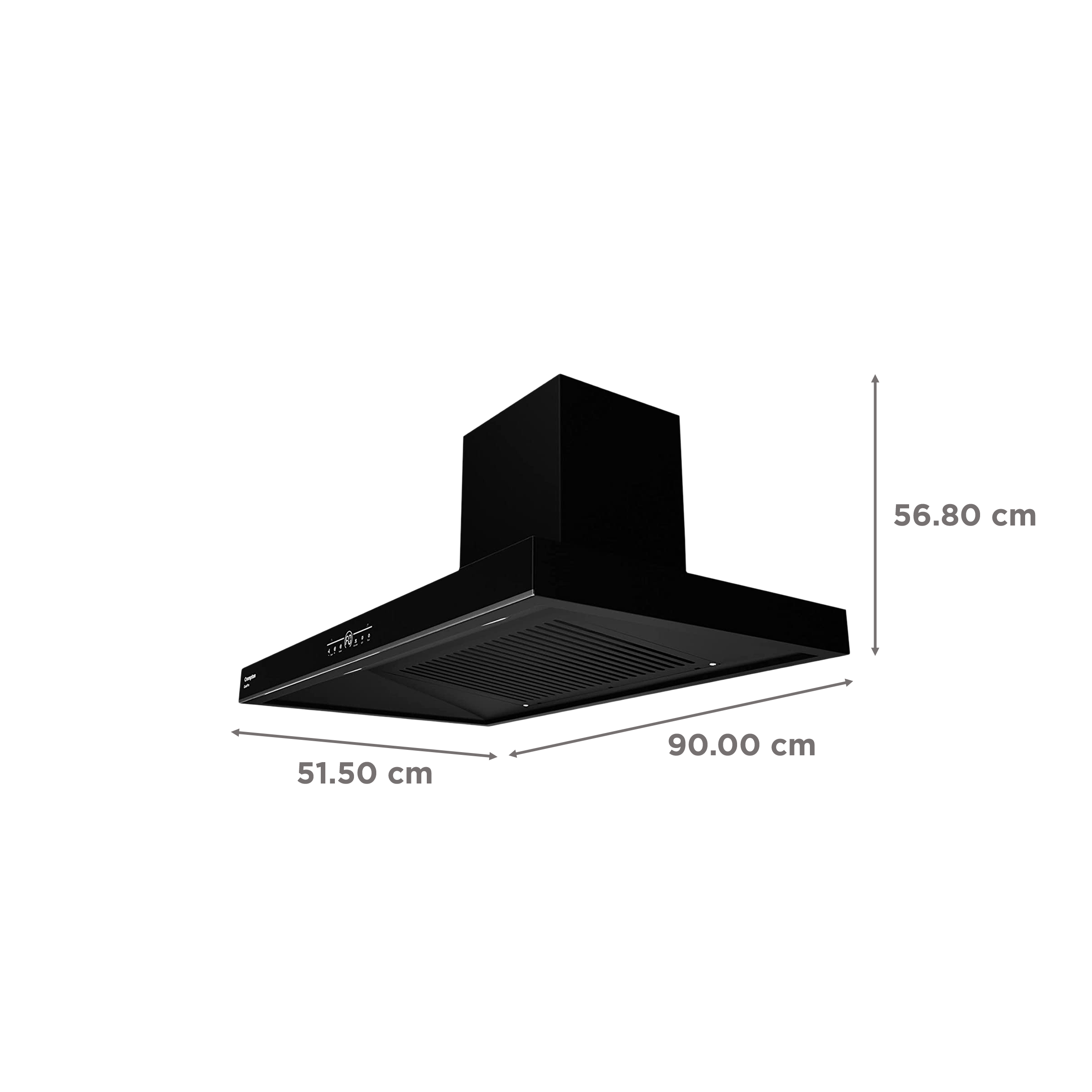 Crompton QuietPro 90cm 1430m3/hr Ducted Auto Clean Wall Mounted Chimney with Touch Control Panel (Midnight Black)_2