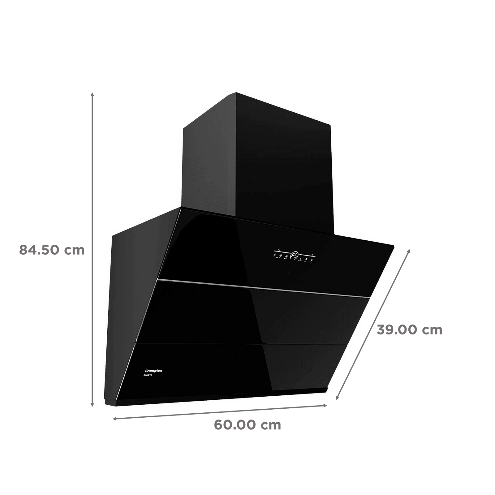 Crompton QuietPro 60cm 1780m3/hr Ductless Auto Clean Wall Mounted Chimney with Touch Control Panel (Midnight Black)_2