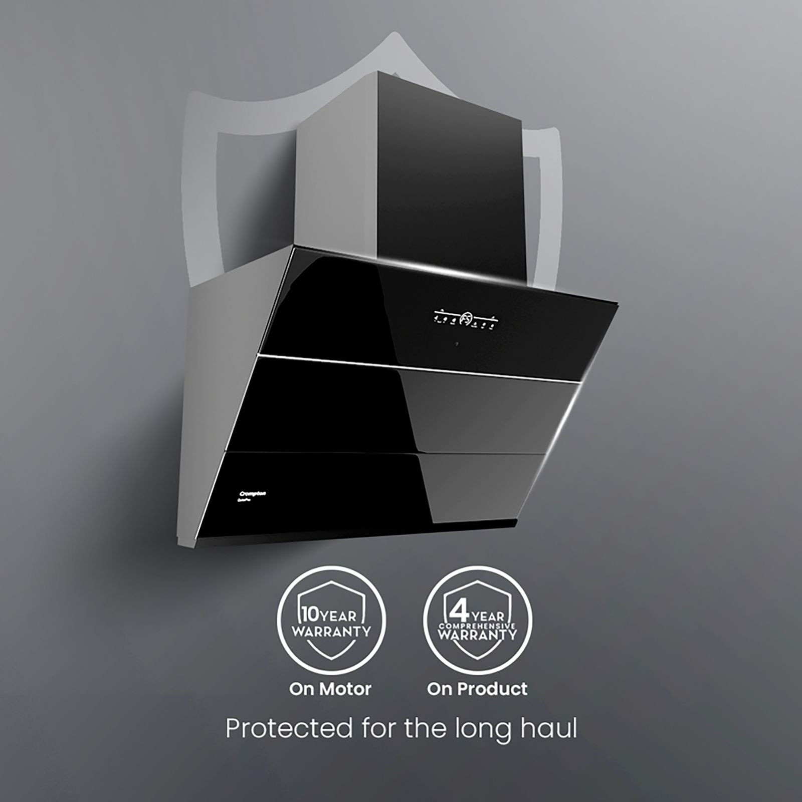 Crompton QuietPro 75cm 1660m3/hr Ductless Auto Clean Wall Mounted Chimney with Touch Control Panel (Midnight Black)_12