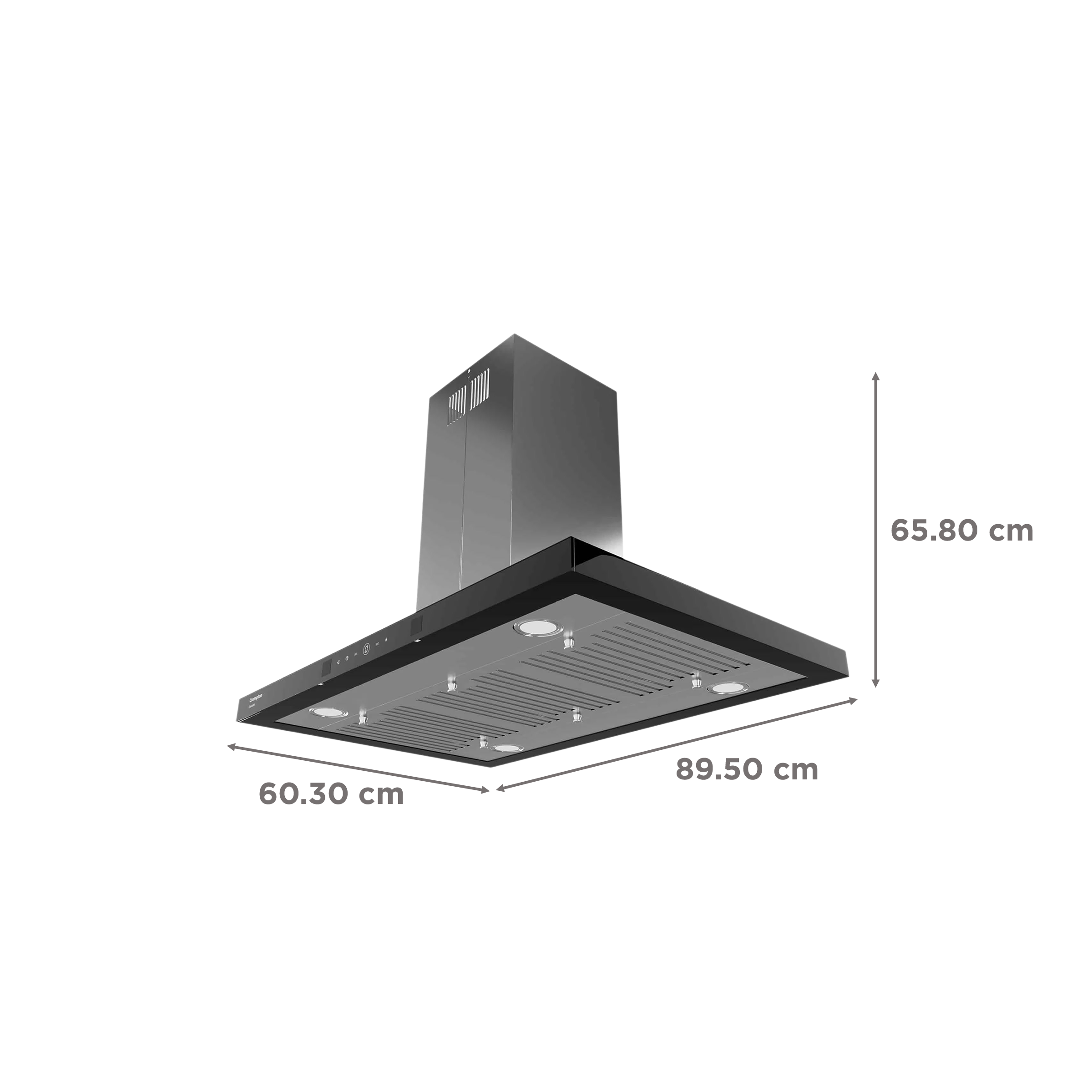 Crompton GrandArt 90cm 1350m3/hr Ducted Auto Clean Ceiling Mounted Chimney with Touch Control Panel (Inox)_2