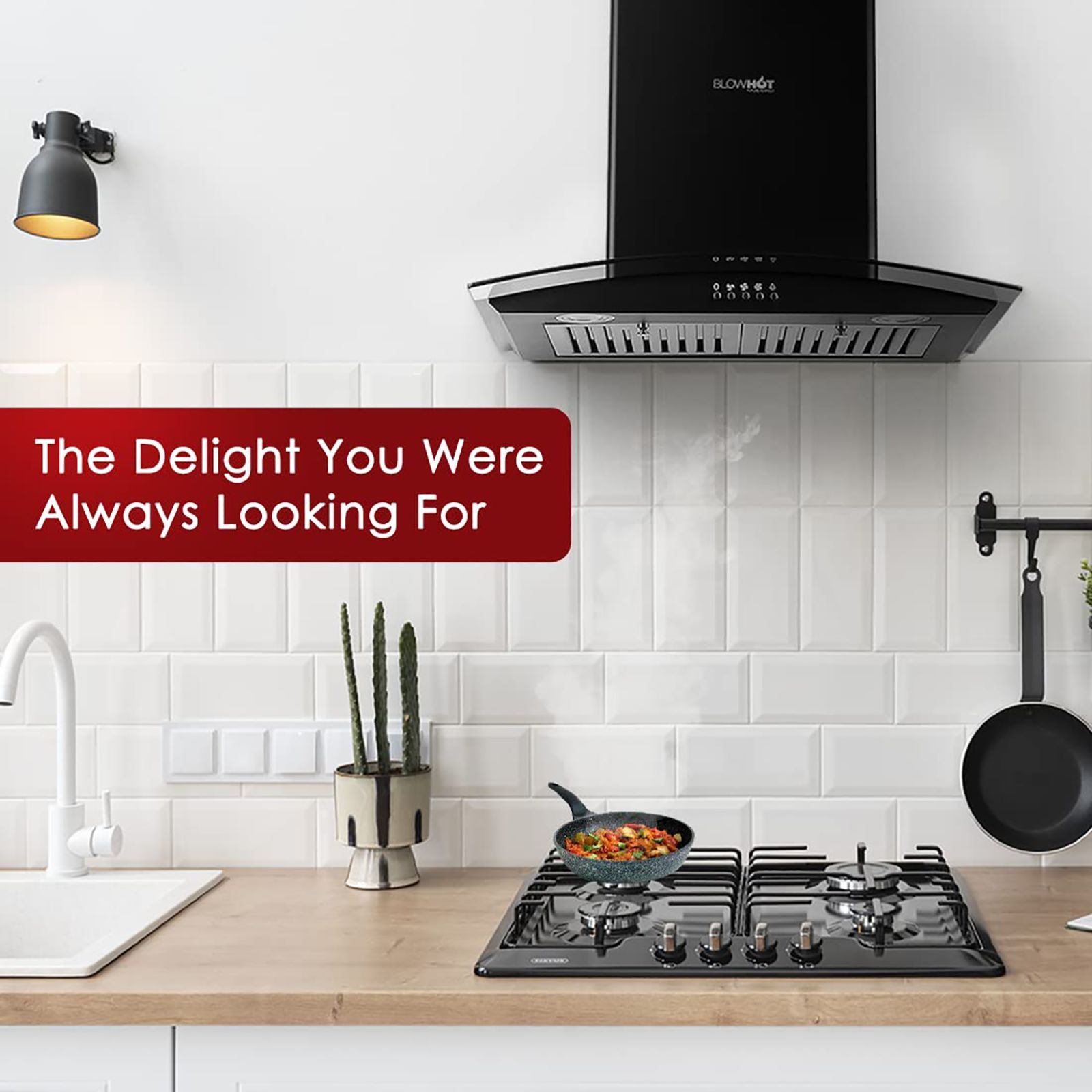 BLOWHOT Acura S BPC 60cm 1100m3/hr Ducted Auto Clean Wall Mounted Chimney with Motion Sensor (Black)_6