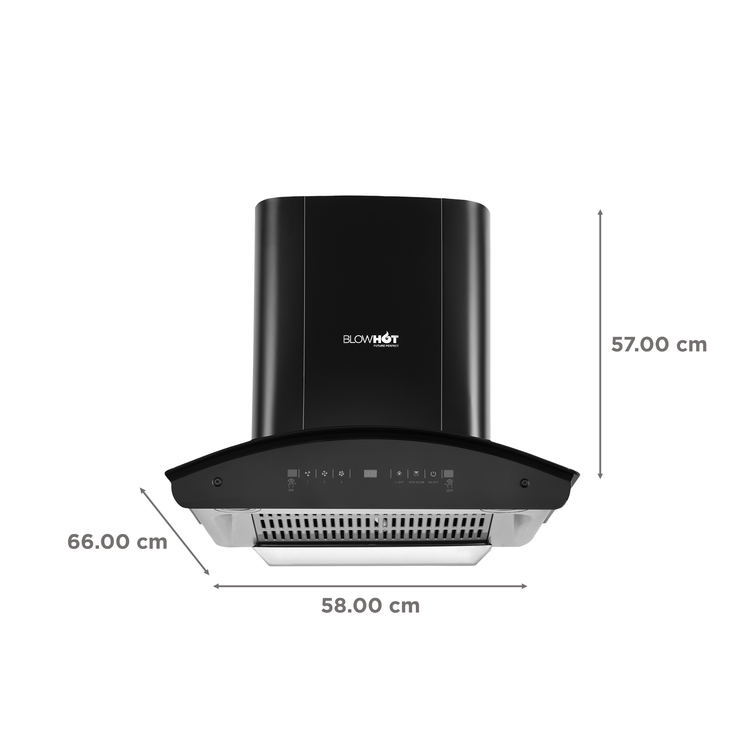 BLOWHOT Evana S BAC MS 60cm 1200m3/hr Ducted Auto Clean Wall Mounted Chimney with Motion Sensor (Black)_2