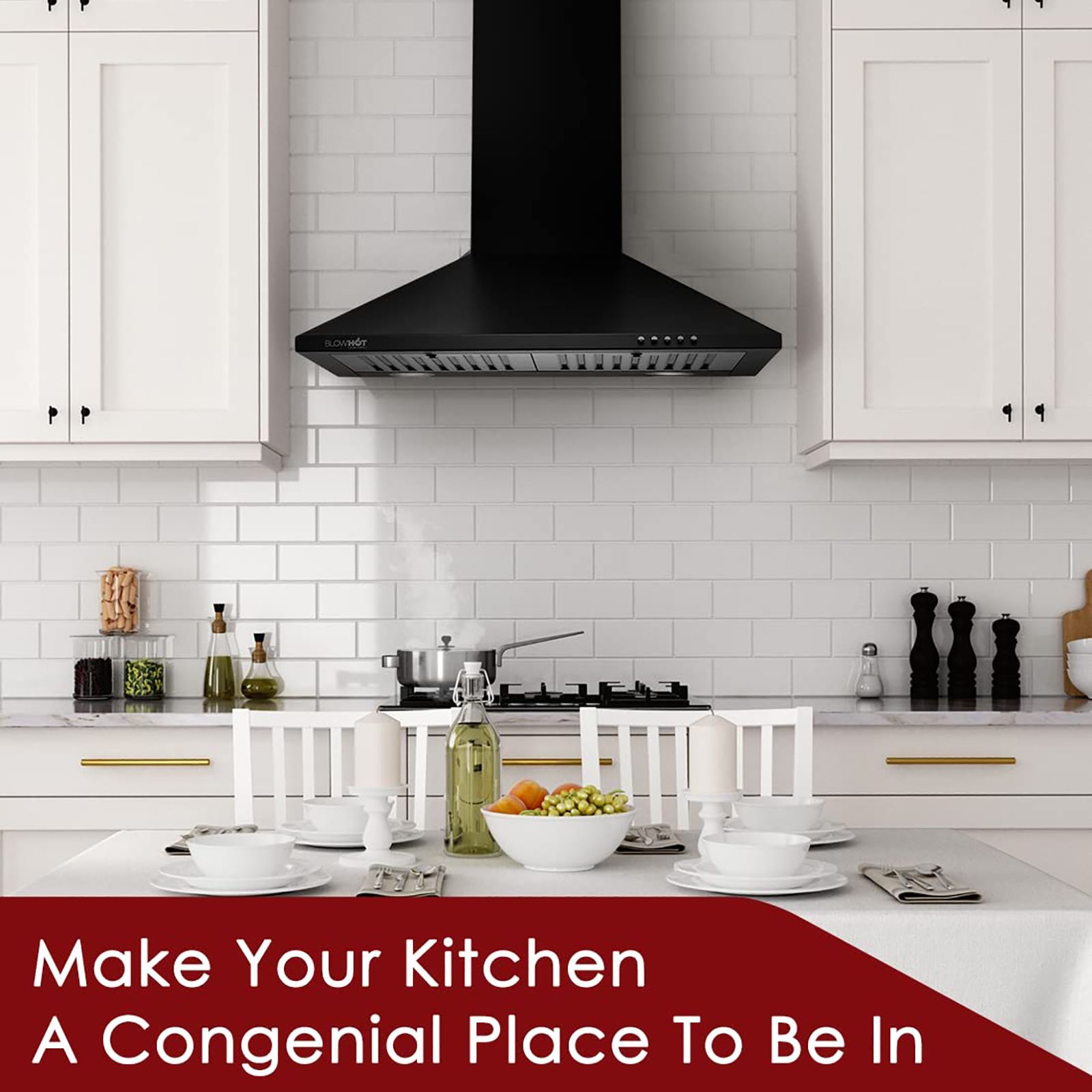 BLOWHOT IRIS S BPC 60cm 800m3/hr Ducted Wall Mounted Chimney with 2 LED Lights (Black)_5