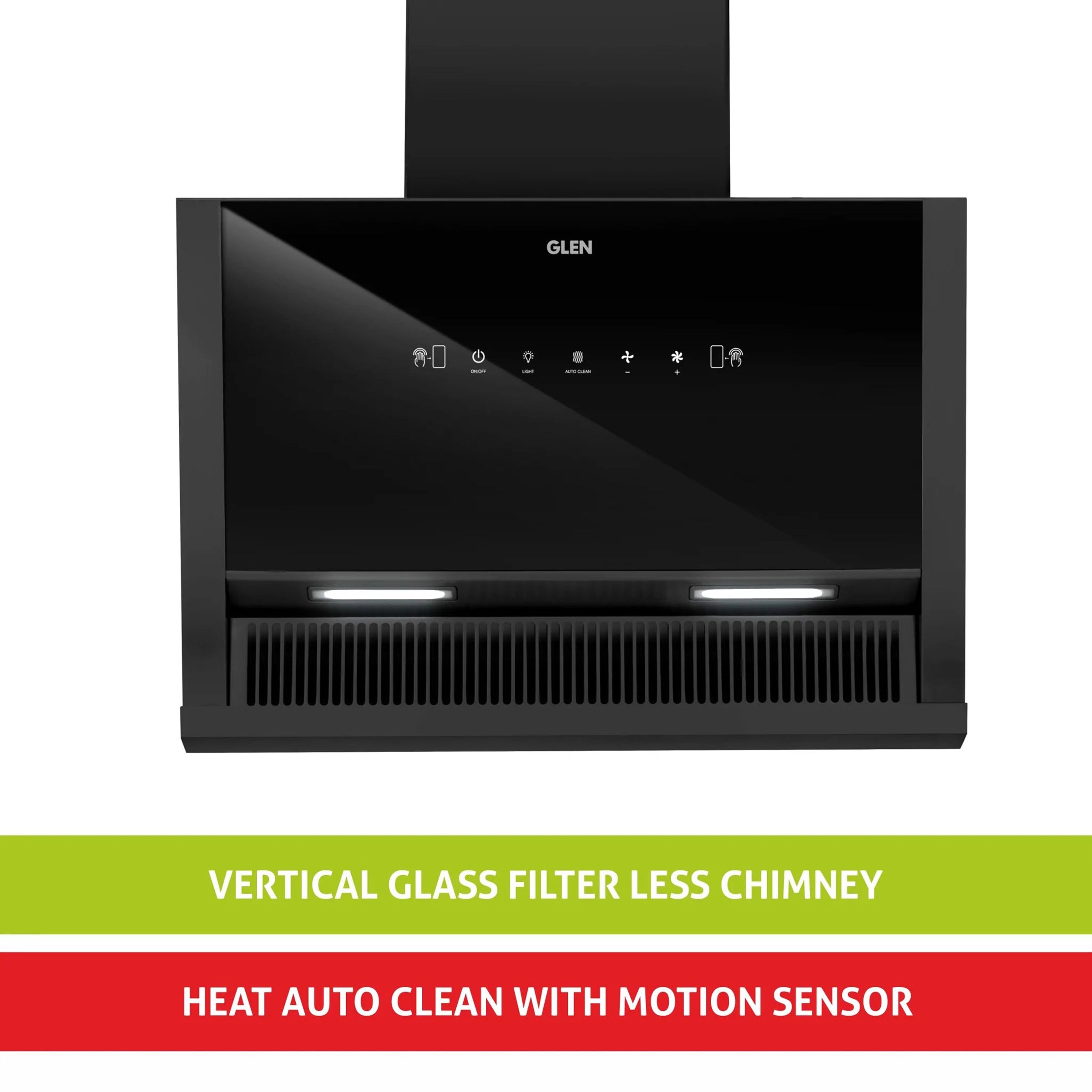 GLEN 6072 SX BL MS 60cm 1200m3/hr Ductless Auto Clean Wall Mounted Chimney with Touch Control Panel (Black)_5