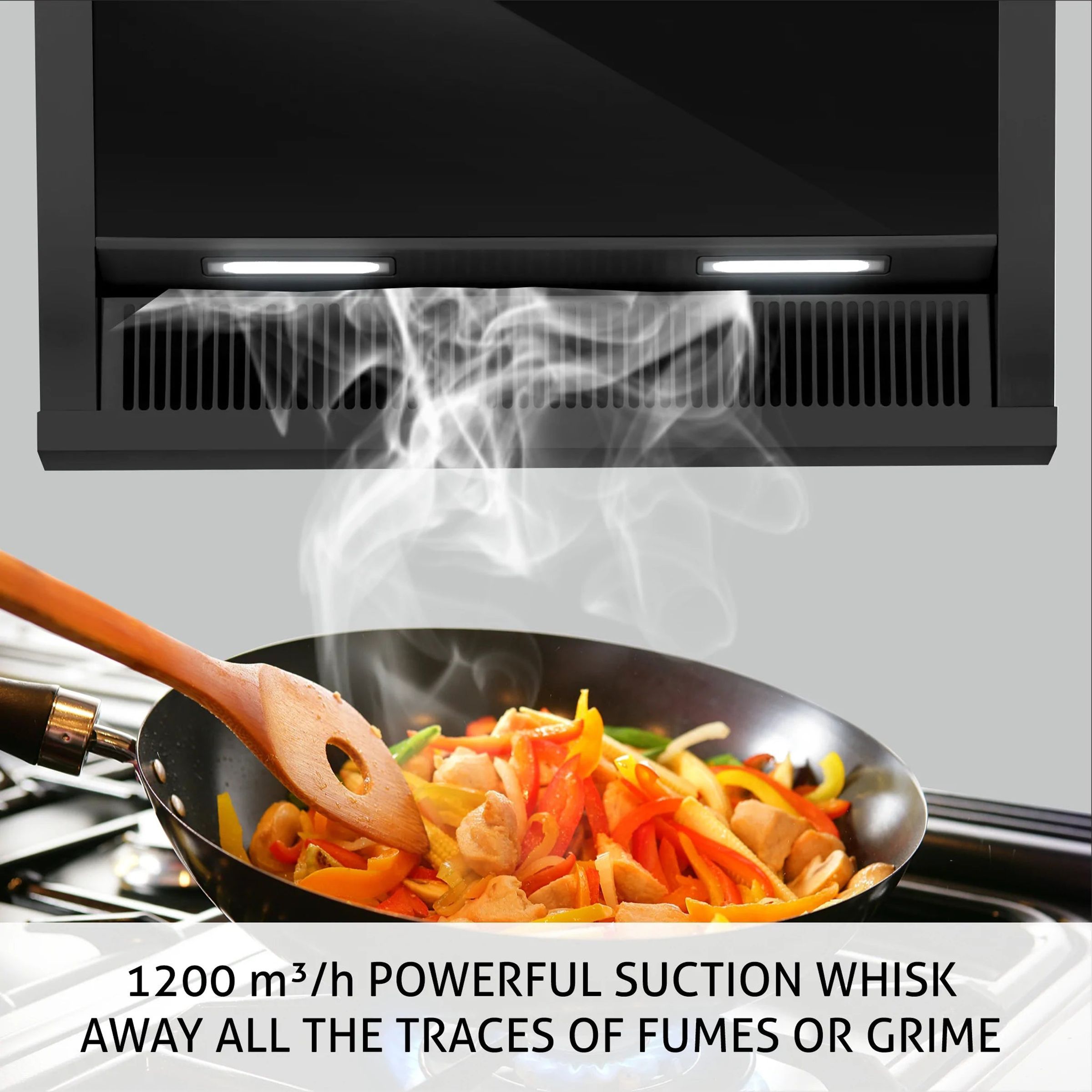 GLEN 6072 SX BL MS 90cm 1200m3/hr Ducted Auto Clean Wall Mounted Chimney with Touch Control Panel (Black)_6