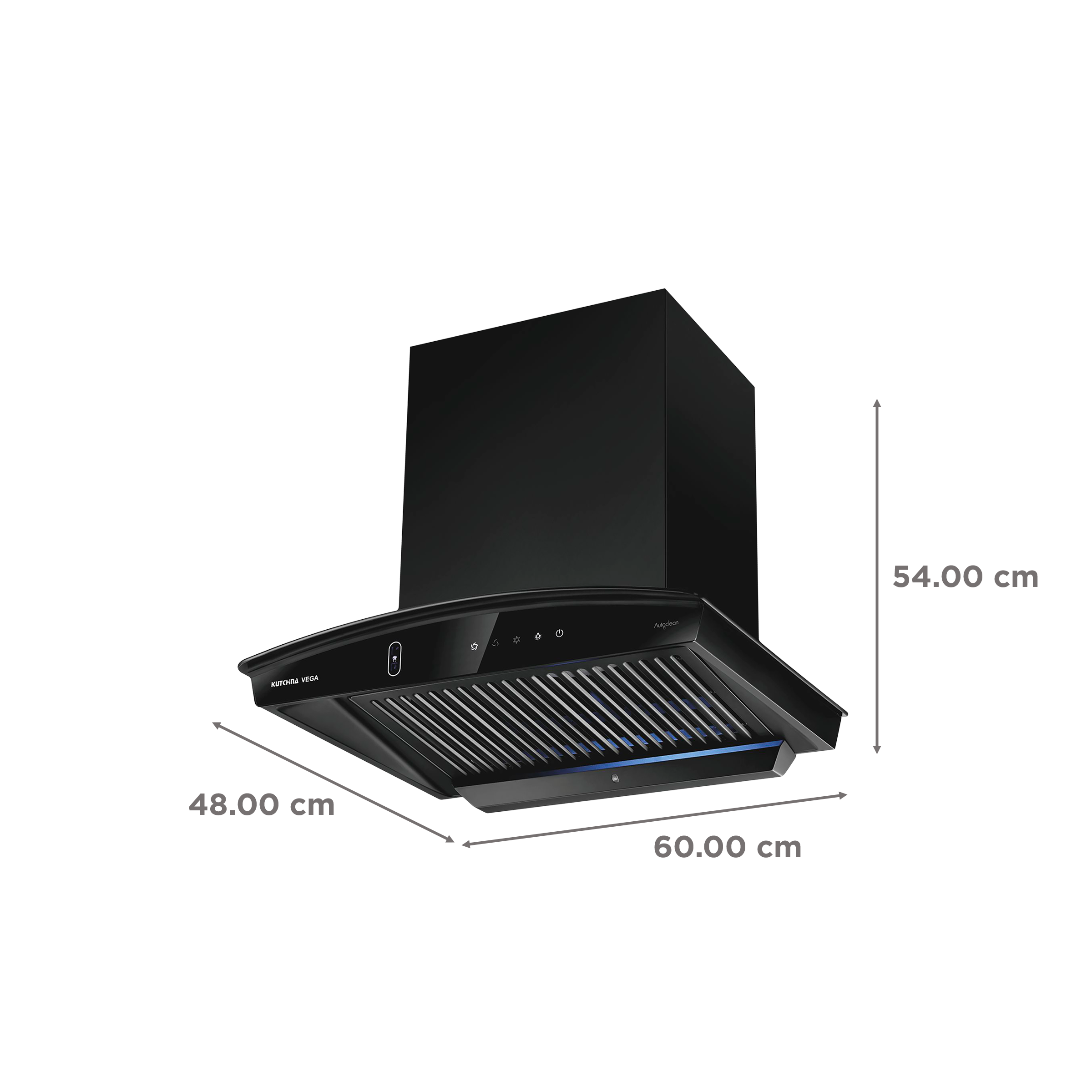 Kutchina VEGA DLX 60cm 1400m3/hr Ducted Auto Clean Wall Mounted Chimney with Touch Control Panel (Black) Kutchina VEGA DLX 60cm 1400m3/hr Ducted Auto Clean Wall Mounted Chimney with Touch Control Panel (Black)_2