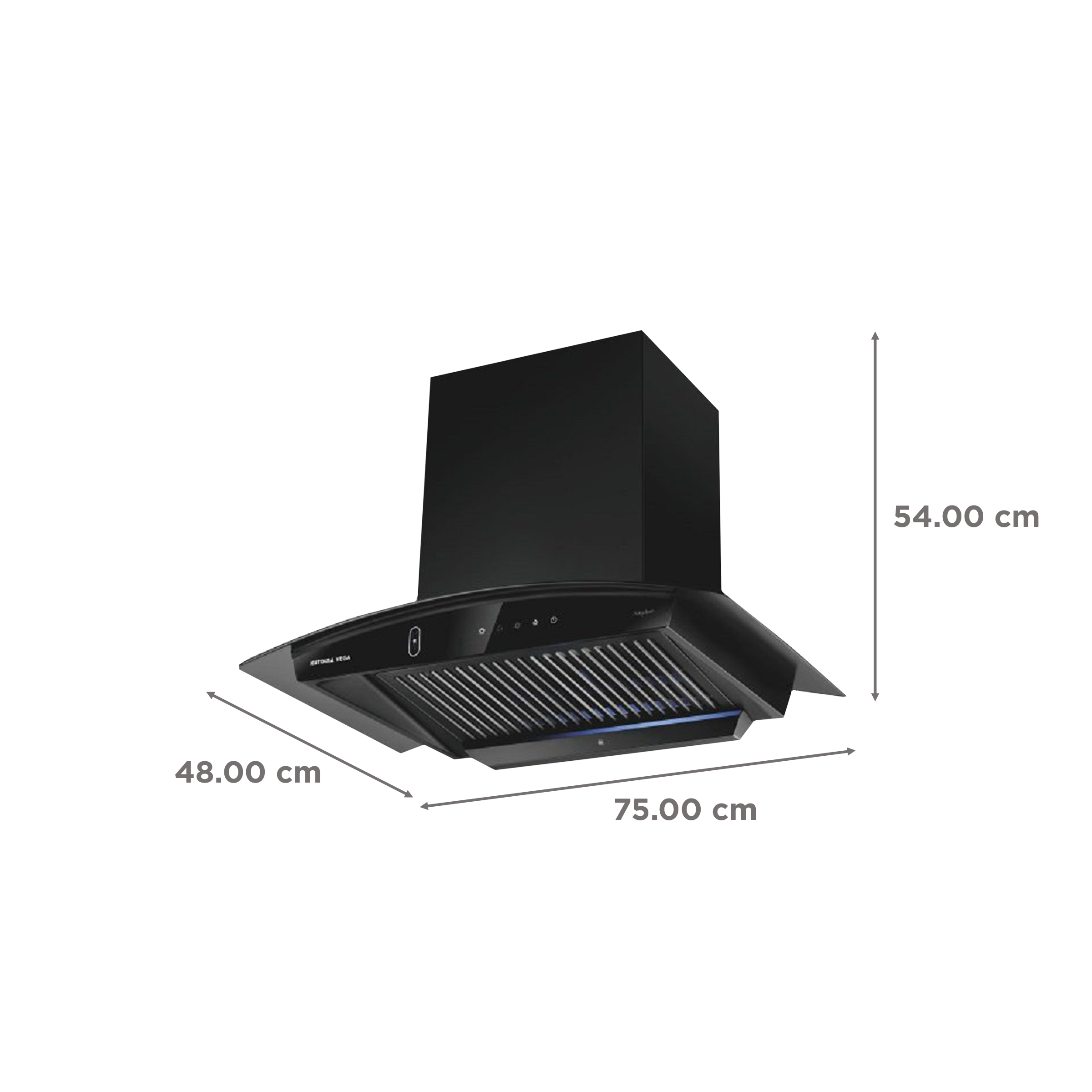 Kutchina VEGA DLX 75cm 1400m3/hr Ducted Auto Clean Wall Mounted Chimney with Touch Control Panel (Black)_2