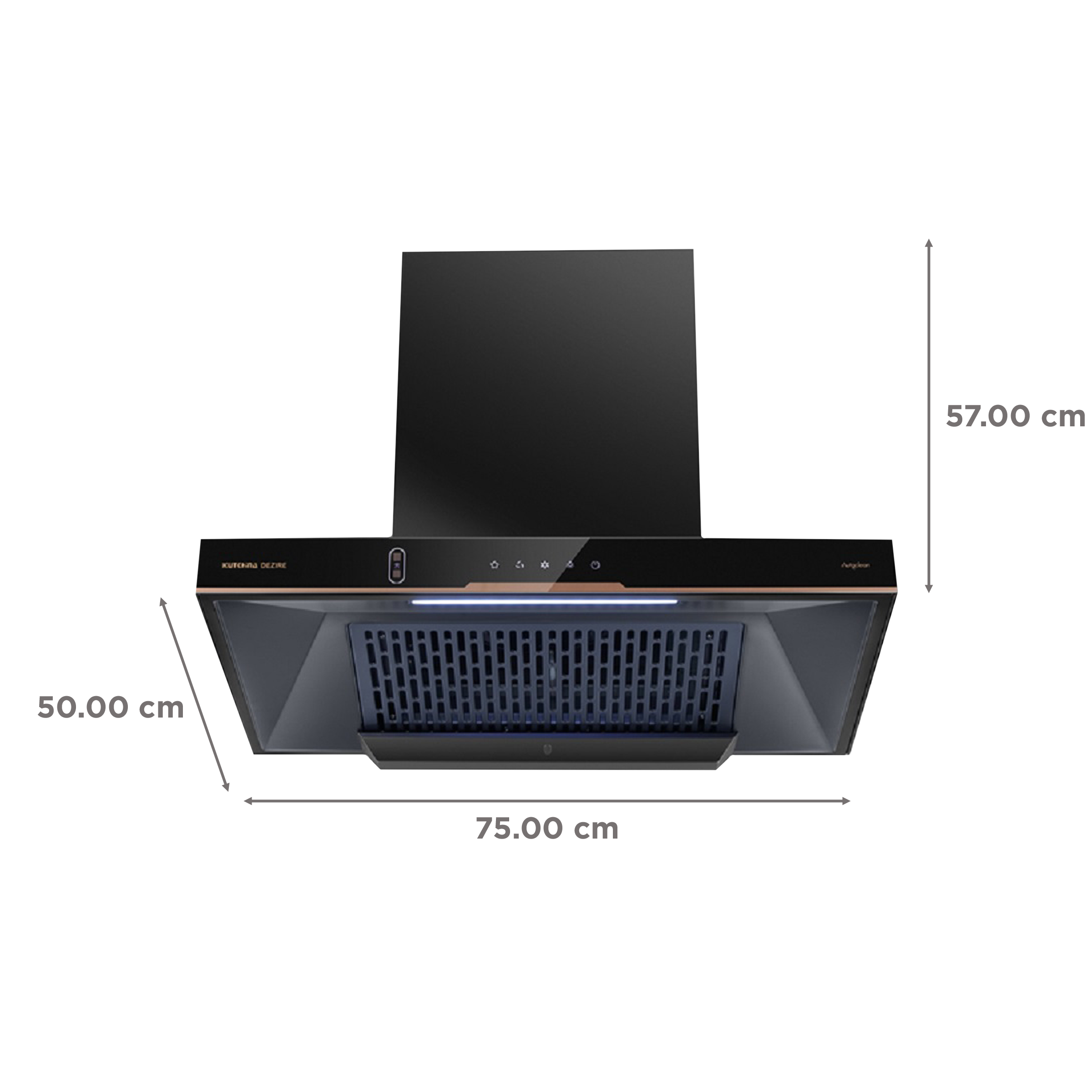 Kutchina DEZIRE 75 75cm 1200m3/hr Ducted Auto Clean Wall Mounted Chimney with Wave Sensor (Black)_2