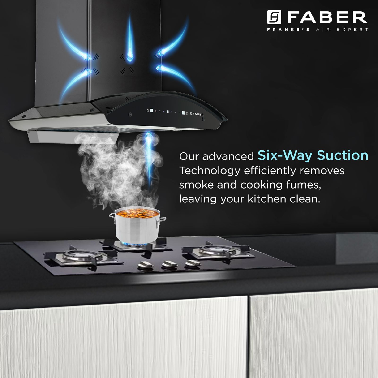 FABER HOOD ELLORA 3D IN HC SC BF BK 60cm 1400m3/hr Ductless Auto Clean Wall Mounted Chimney with Baffle Filter (Black)_10