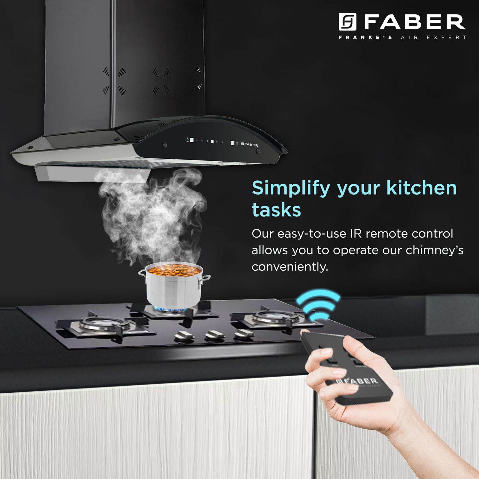 FABER HOOD ELLORA 3D IN HC SC BF BK 60cm 1400m3/hr Ductless Auto Clean Wall Mounted Chimney with Baffle Filter (Black)_12