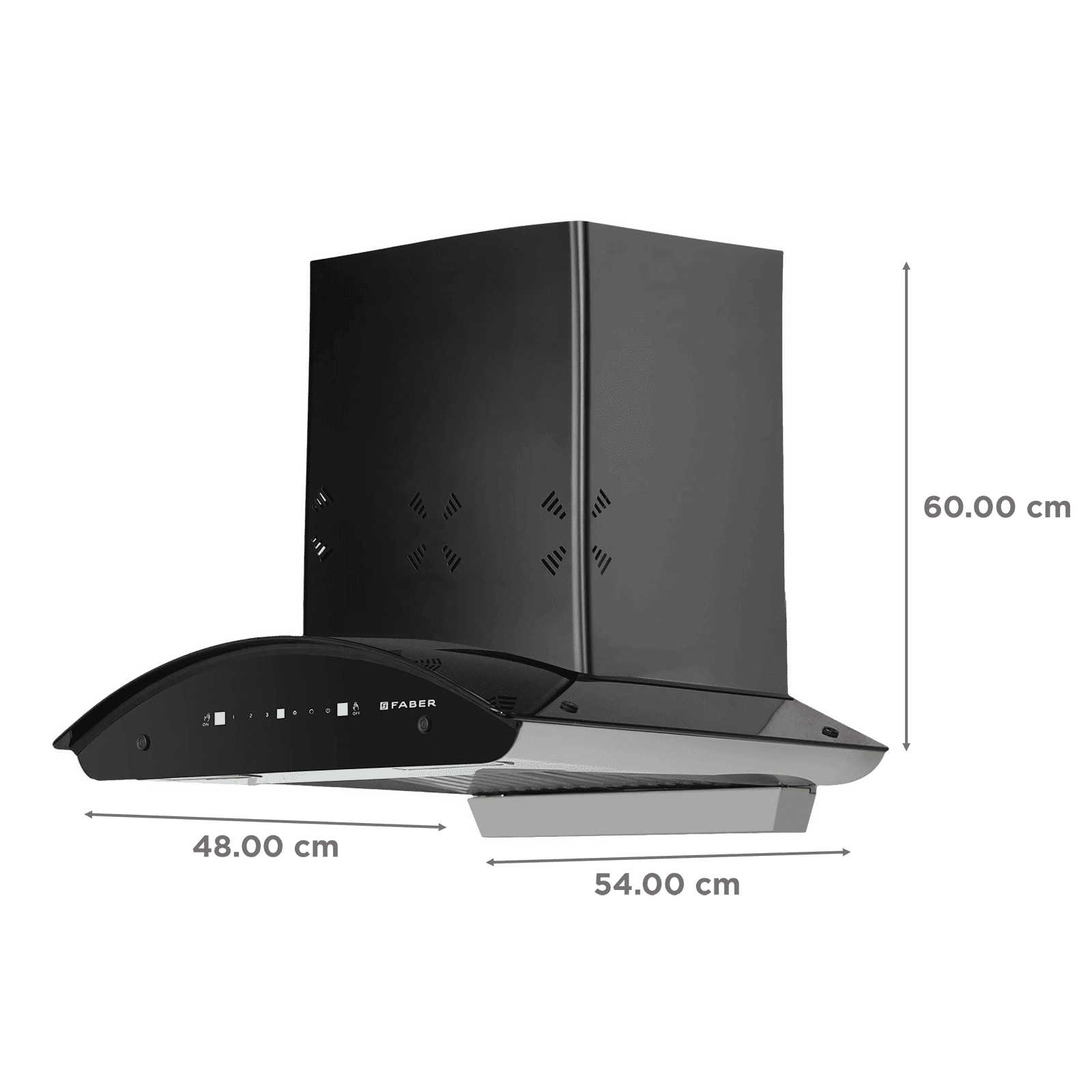 FABER HOOD ELLORA 3D IN HC SC BF BK 60cm 1400m3/hr Ductless Auto Clean Wall Mounted Chimney with Baffle Filter (Black)_2