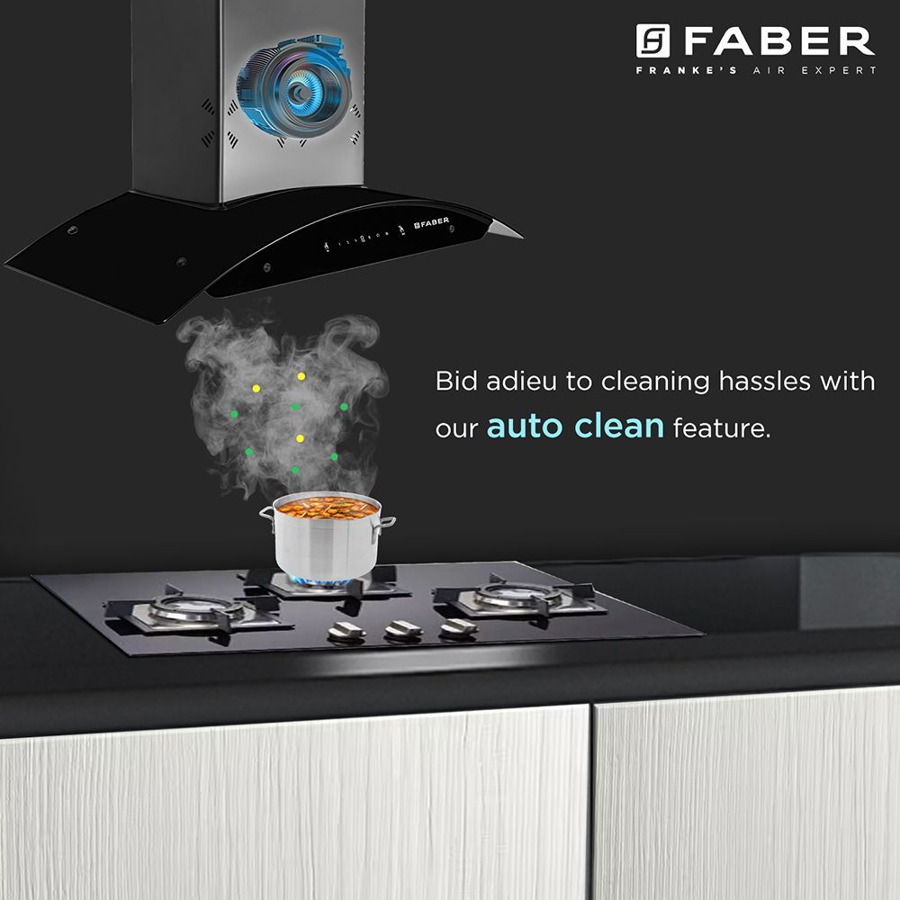 FABER Hood Ellora 3D IN HC SC BF BK 90cm 1400m3/hr Ducted Auto Clean Wall Mounted Chimney with Baffle Filter (Black)_12