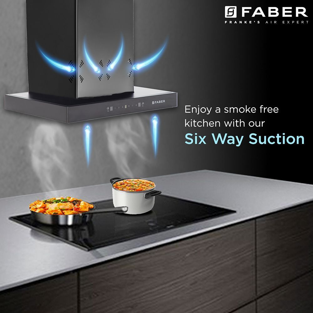 FABER HOOD CYGNUS IN 3D HC SC FL BK 60cm 1350m3/hr Ducted Auto Clean Wall Mounted Chimney with Odor Sensor (Black)_9