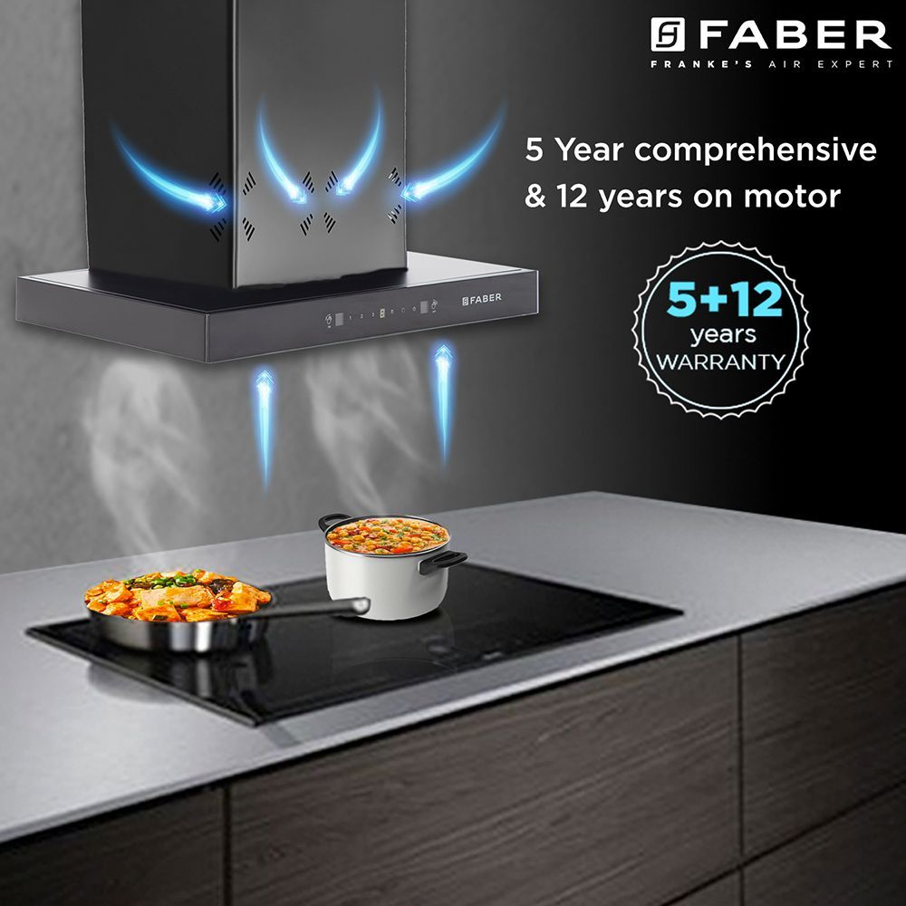 FABER HOOD CYGNUS IN 3D HC SC FL BK 60cm 1350m3/hr Ducted Auto Clean Wall Mounted Chimney with Odor Sensor (Black)_12