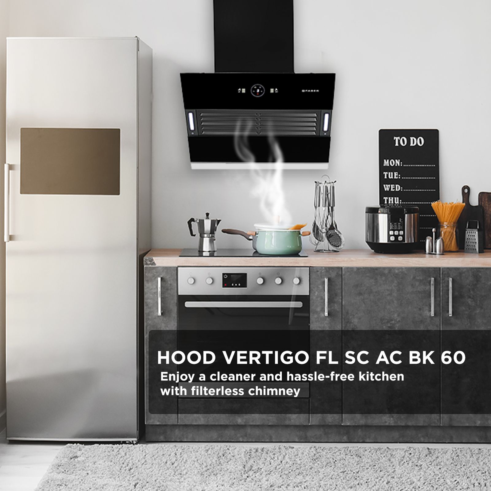 Faber Hood Vertigo 60cm 1200m3/hr Ducted Auto Clean Wall Mounted Chimney with Filterless Technology (Black)_14