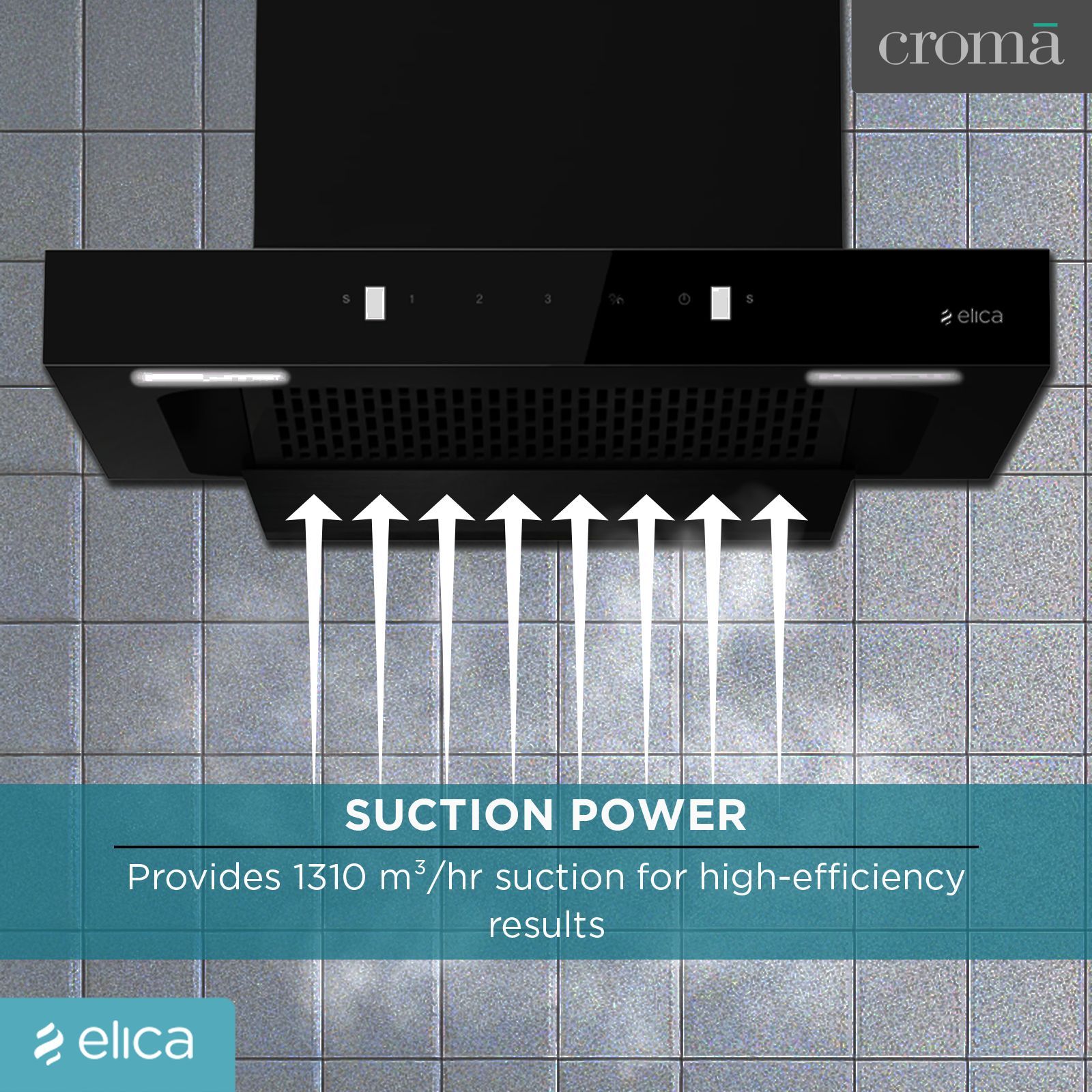 elica Kitchenhood 60cm 1310m3/hr Ducted Auto Clean Wall Mounted Chimney with Motion Sensor Control (Nero)_5