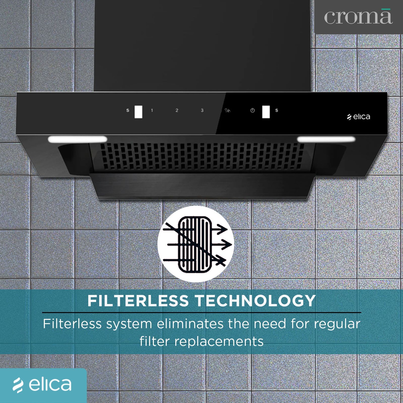 elica Kitchenhood 60cm 1310m3/hr Ducted Auto Clean Wall Mounted Chimney with Motion Sensor Control (Nero)_8