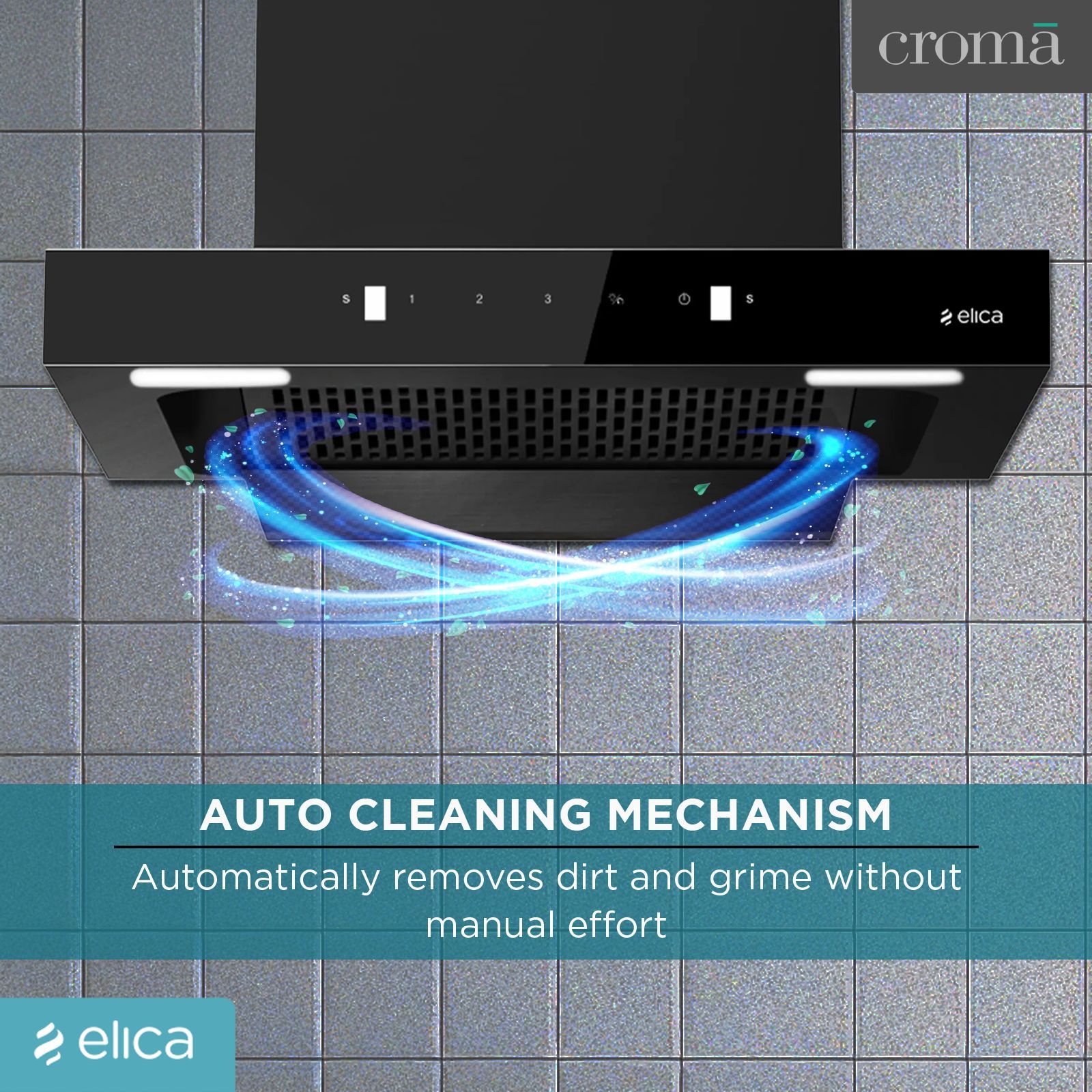 elica Kitchenhood 60cm 1310m3/hr Ducted Auto Clean Wall Mounted Chimney with Motion Sensor Control (Nero)_9