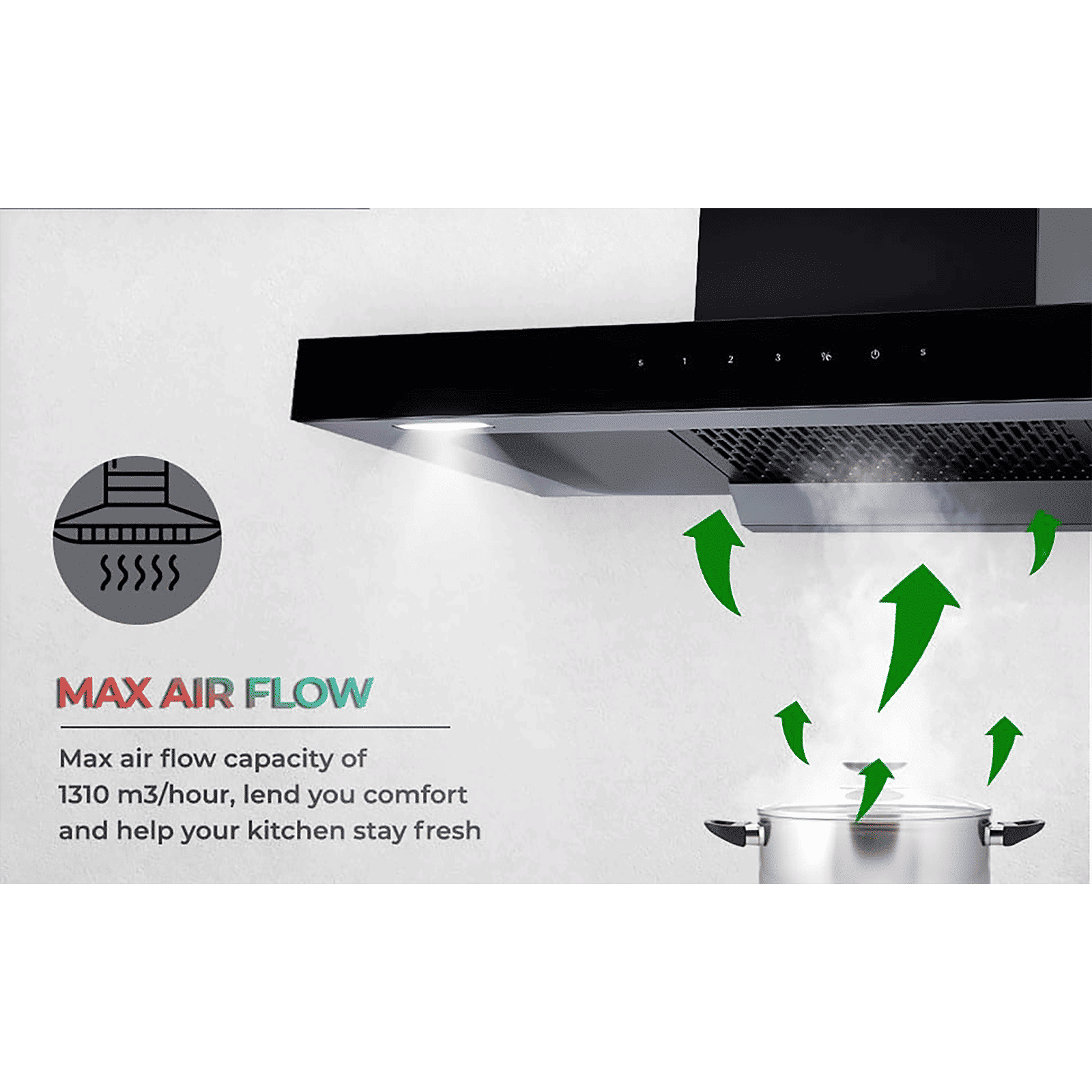 elica FL 900 SPT HAC MS 90cm 1310m3/hr Ducted Auto Clean Wall Mounted Chimney with Motion Sensor (Nero) elica FL 900 SPT HAC MS 90cm 1310m3/hr Ducted Auto Clean Wall Mounted Chimney with Motion Sensor (Nero)_16