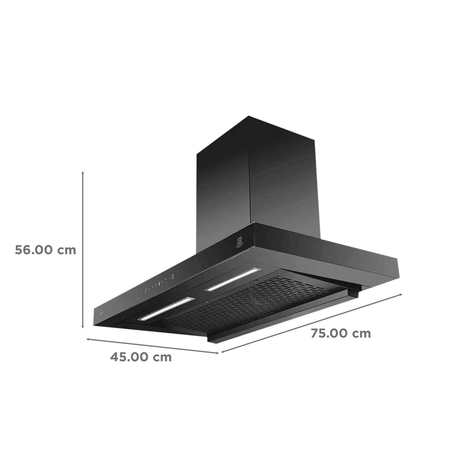 KAFF Ashpro 75cm 1180m3/hr Ducted Auto Clean Wall Mounted Chimney with Touch Control Panel (Black)_1