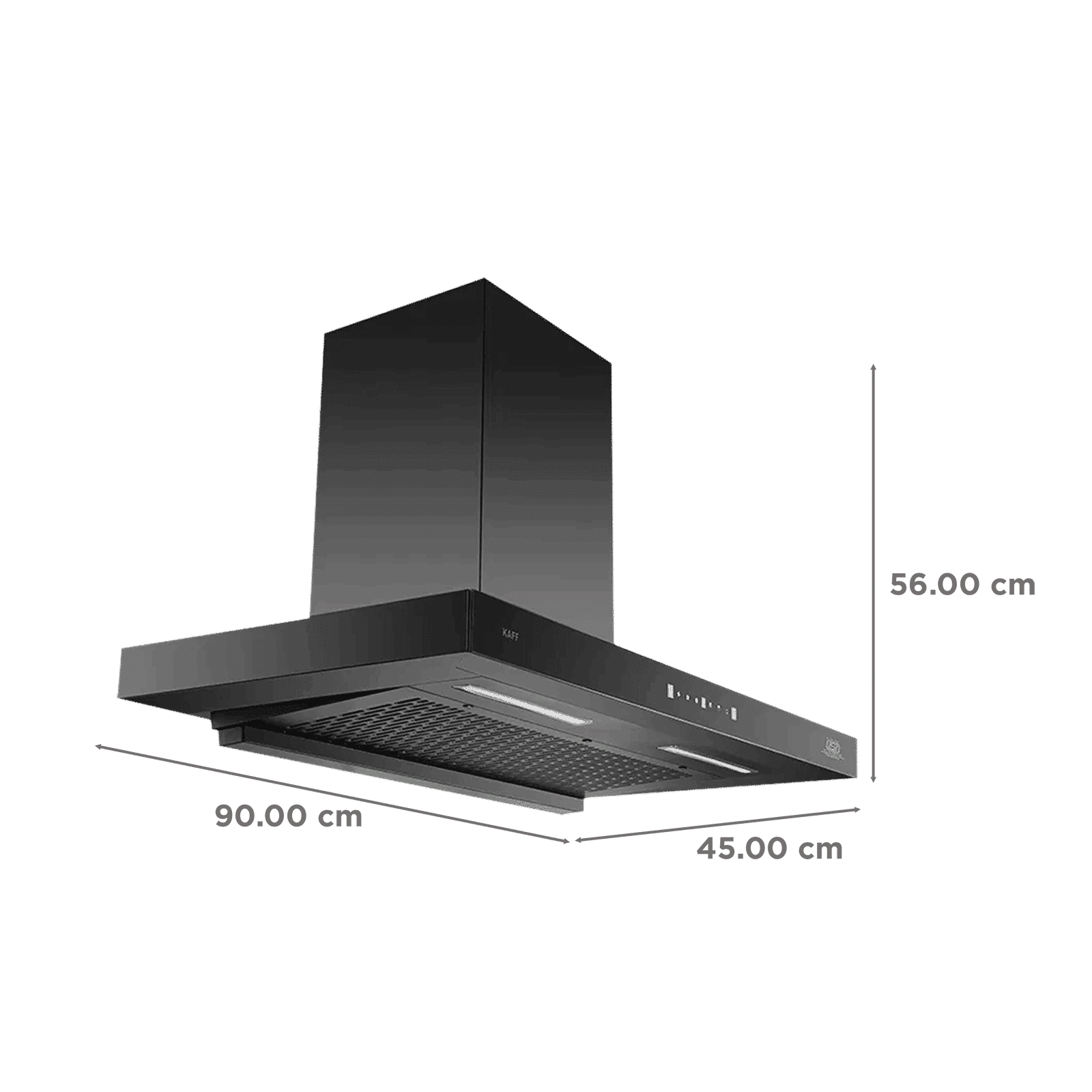 KAFF Ashpro 90cm 1180m3/hr Ducted Auto Clean Wall Mounted Chimney with Touch Control Panel (Black)_1