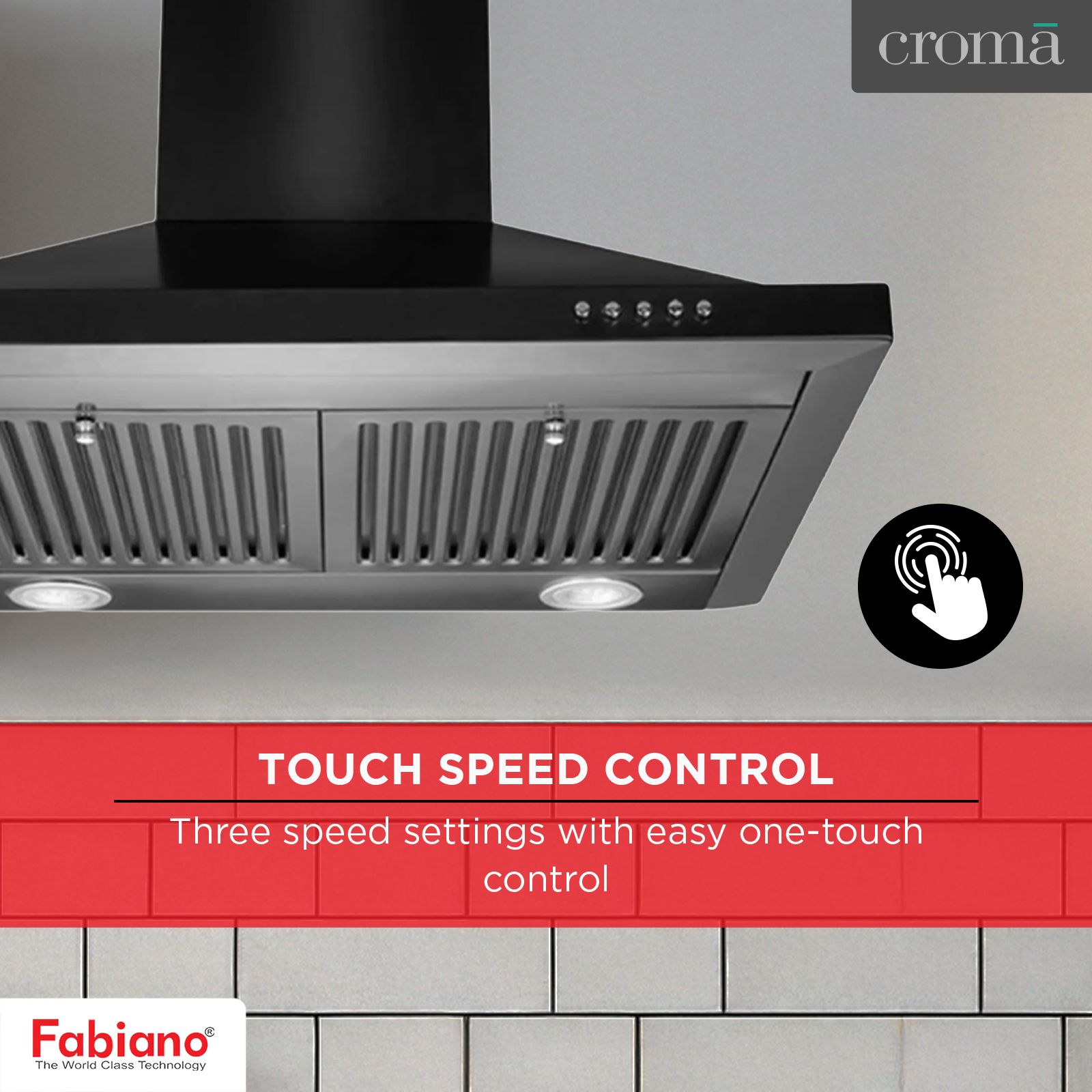 Fabiano Cosmo 60cm 1000m3/hr Ducted Wall Mounted Chimney with Dual Baffle Filters (Black)_11