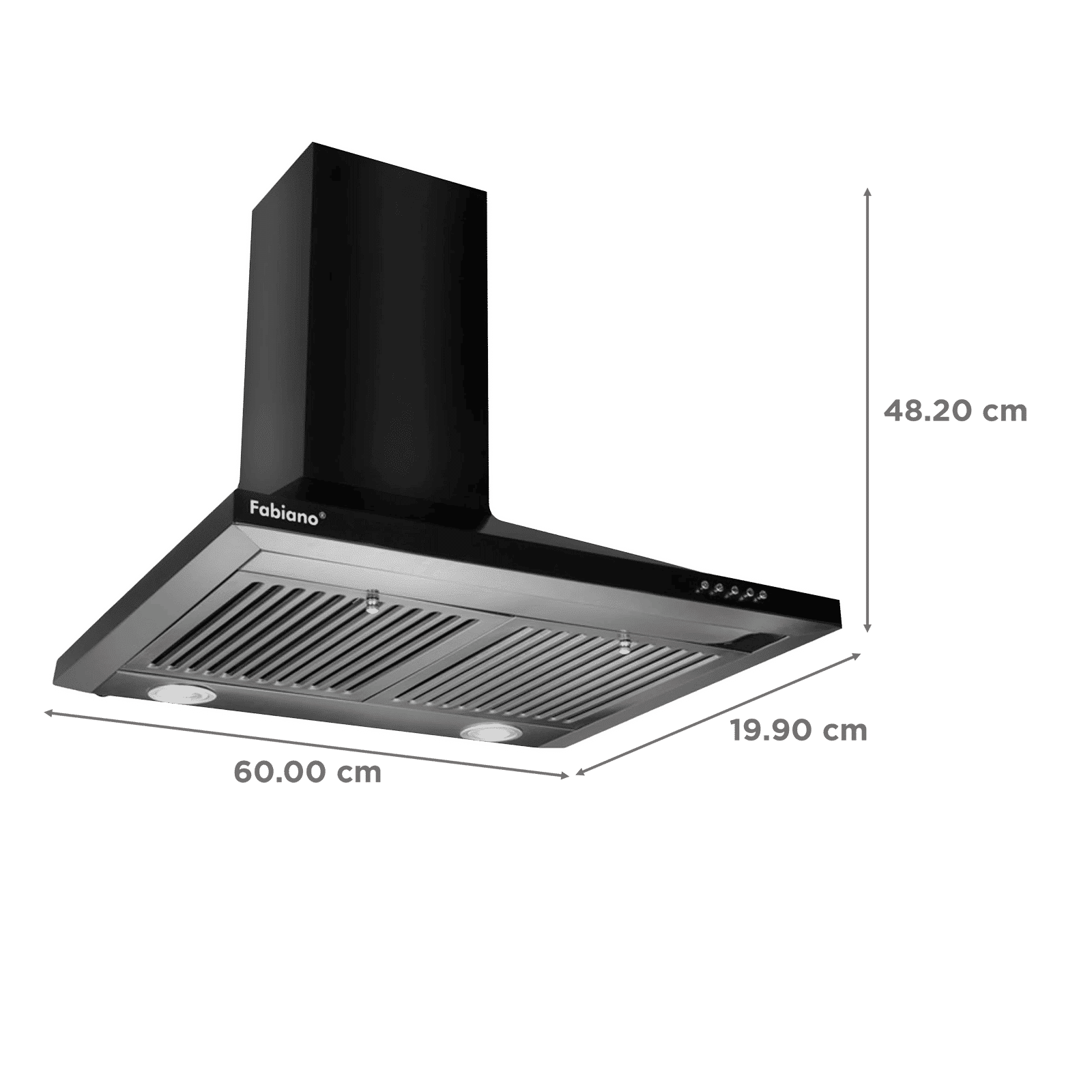 Fabiano Cosmo 60cm 1000m3/hr Ducted Wall Mounted Chimney with Dual Baffle Filters (Black)_2