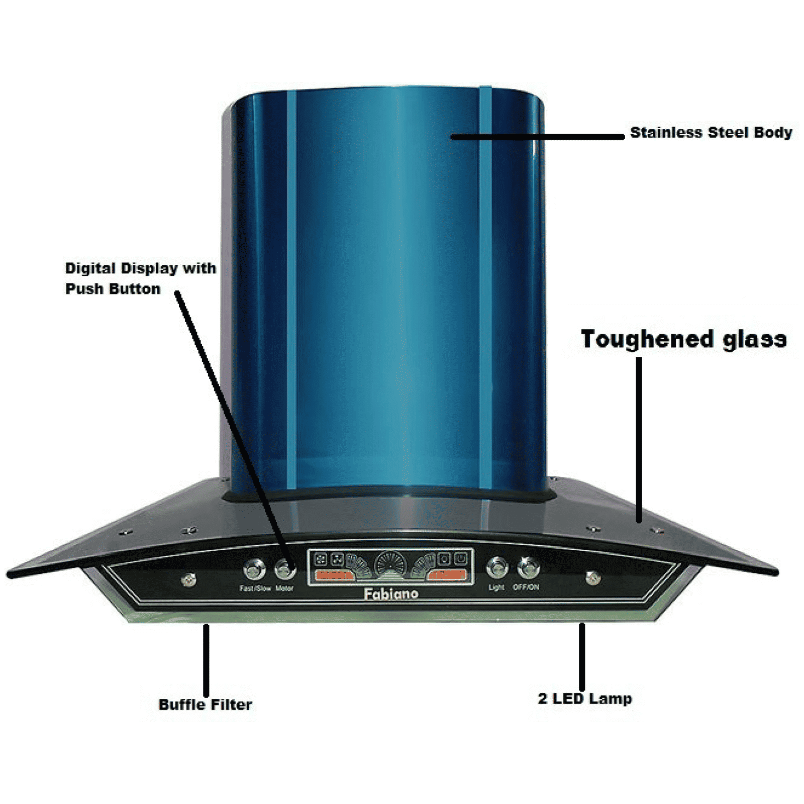 Fabiano NEXA DJ 60cm 1100m3/hr Ducted Auto Clean Ceiling Mounted Chimney with Double Baffle Filter (Blue)_5