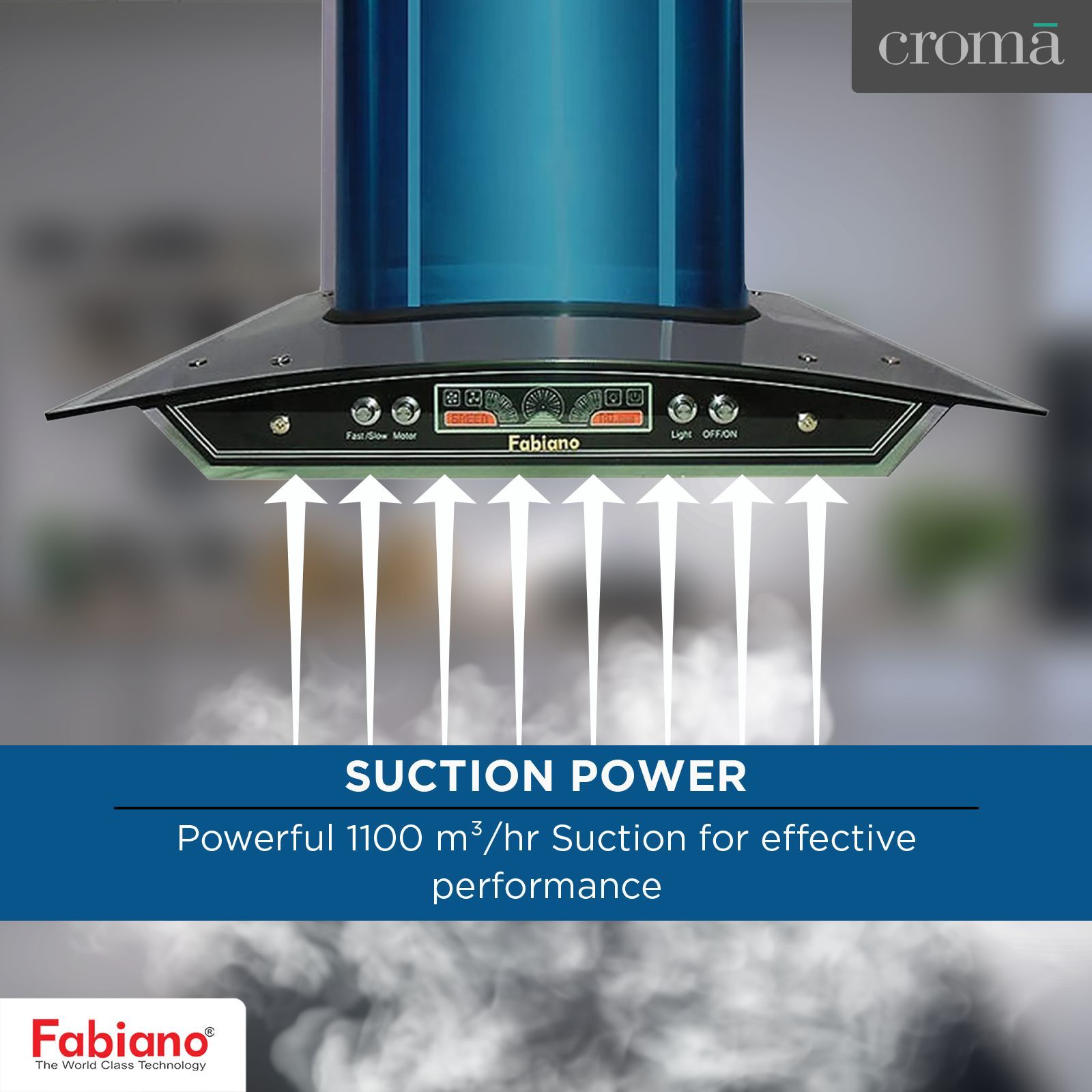 Fabiano NEXA DJ 60cm 1100m3/hr Ducted Auto Clean Ceiling Mounted Chimney with Double Baffle Filter (Blue)_7