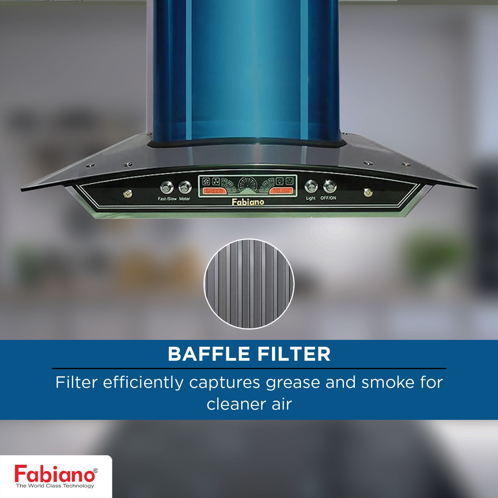 Fabiano NEXA DJ 60cm 1100m3/hr Ducted Auto Clean Ceiling Mounted Chimney with Double Baffle Filter (Blue)_9