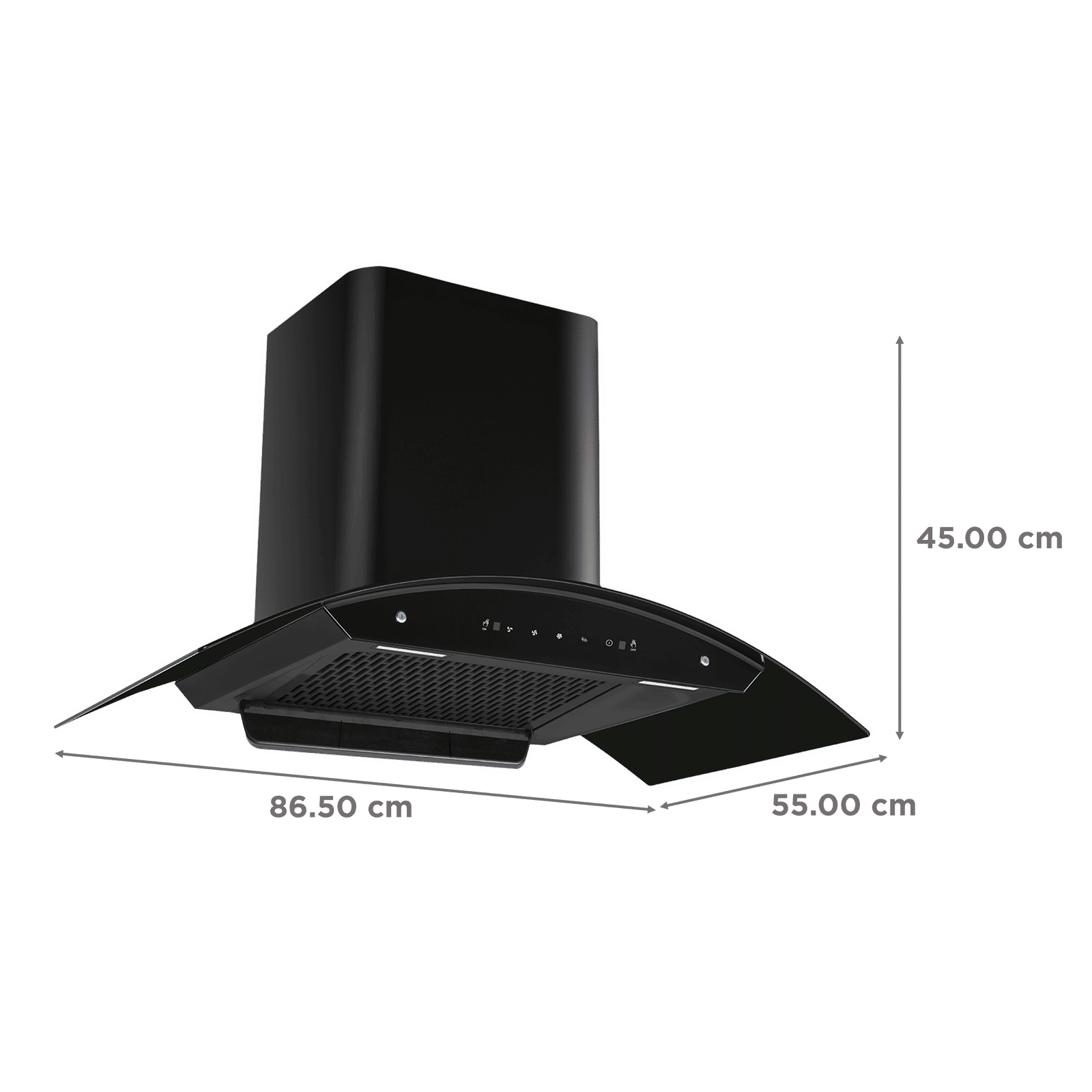 Kutchina FRESHY 90cm 1350m3/hr Ducted Wall Mounted Chimney with Filterless Technology (Black)_2