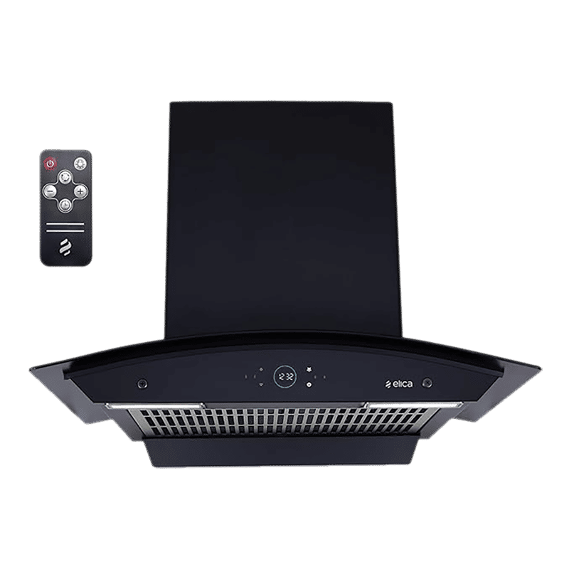 elica ISMART GLACE FL HAC 60 LTW NERO 60cm 1425m3/hr Ducted Auto Clean Wall Mounted Chimney with Motion Sensor Control (Black)_1