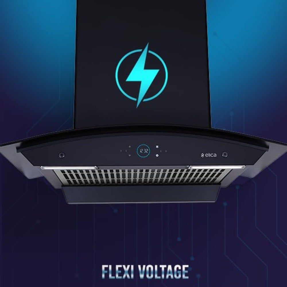 elica ISMART GLACE FL HAC 60 LTW NERO 60cm 1425m3/hr Ducted Auto Clean Wall Mounted Chimney with Motion Sensor Control (Black)_3