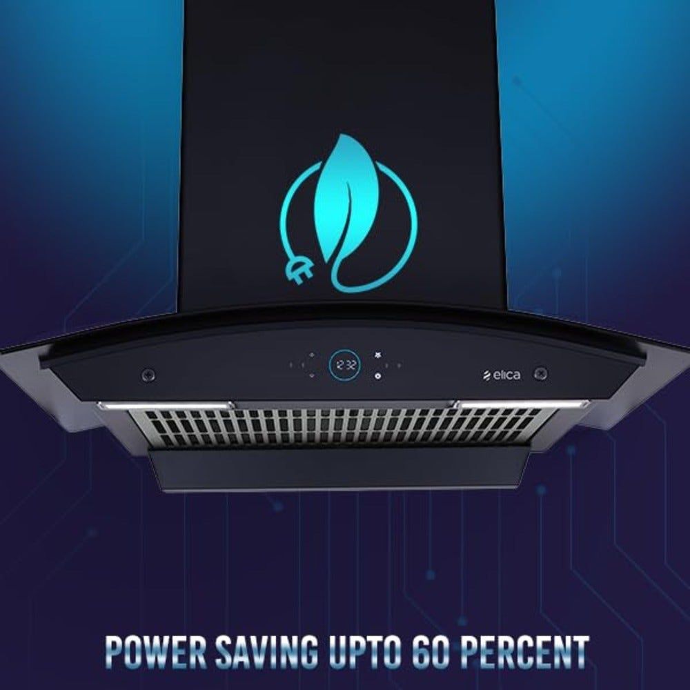 elica ISMART GLACE FL HAC 60 LTW NERO 60cm 1425m3/hr Ducted Auto Clean Wall Mounted Chimney with Motion Sensor Control (Black)_4