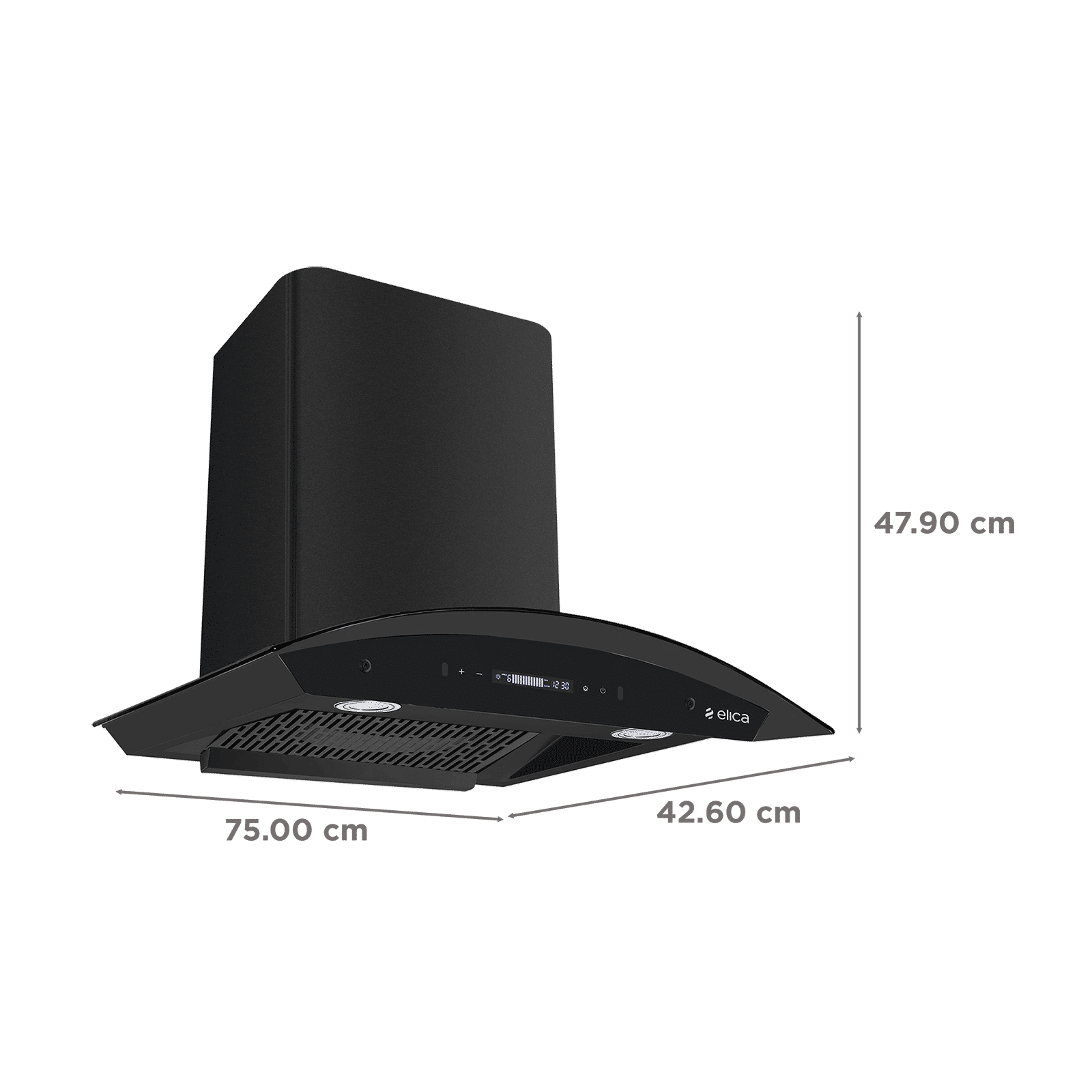 elica ISMART GLACE FL HAC 75 LTW NERO 75cm 2300m3/hr Ducted Auto Clean Wall Mounted Chimney with Motion Sensor (Black)_2