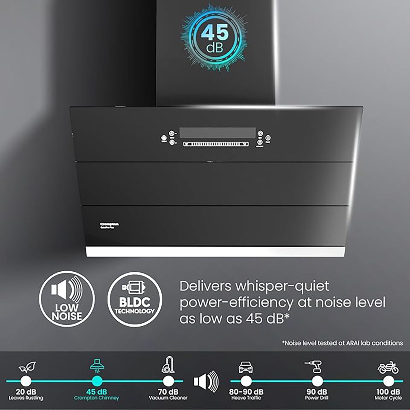 Crompton QuietPro Plus 75cm 1800m³/hr Ducted Auto Clean Wall Mounted Chimney with Gesture Control (Black)_11