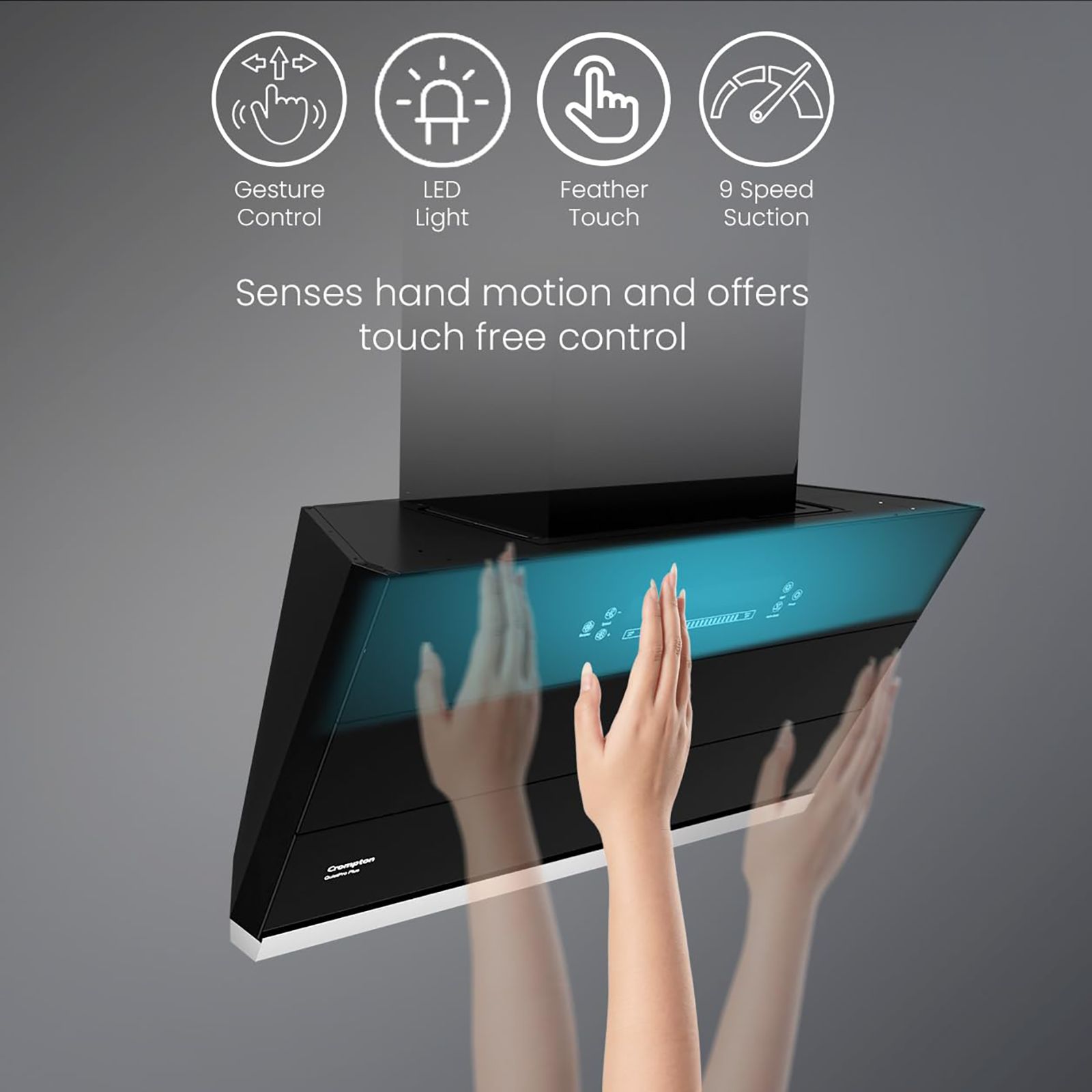 Crompton QuietPro Plus 75cm 1800m³/hr Ducted Auto Clean Wall Mounted Chimney with Gesture Control (Black)_15
