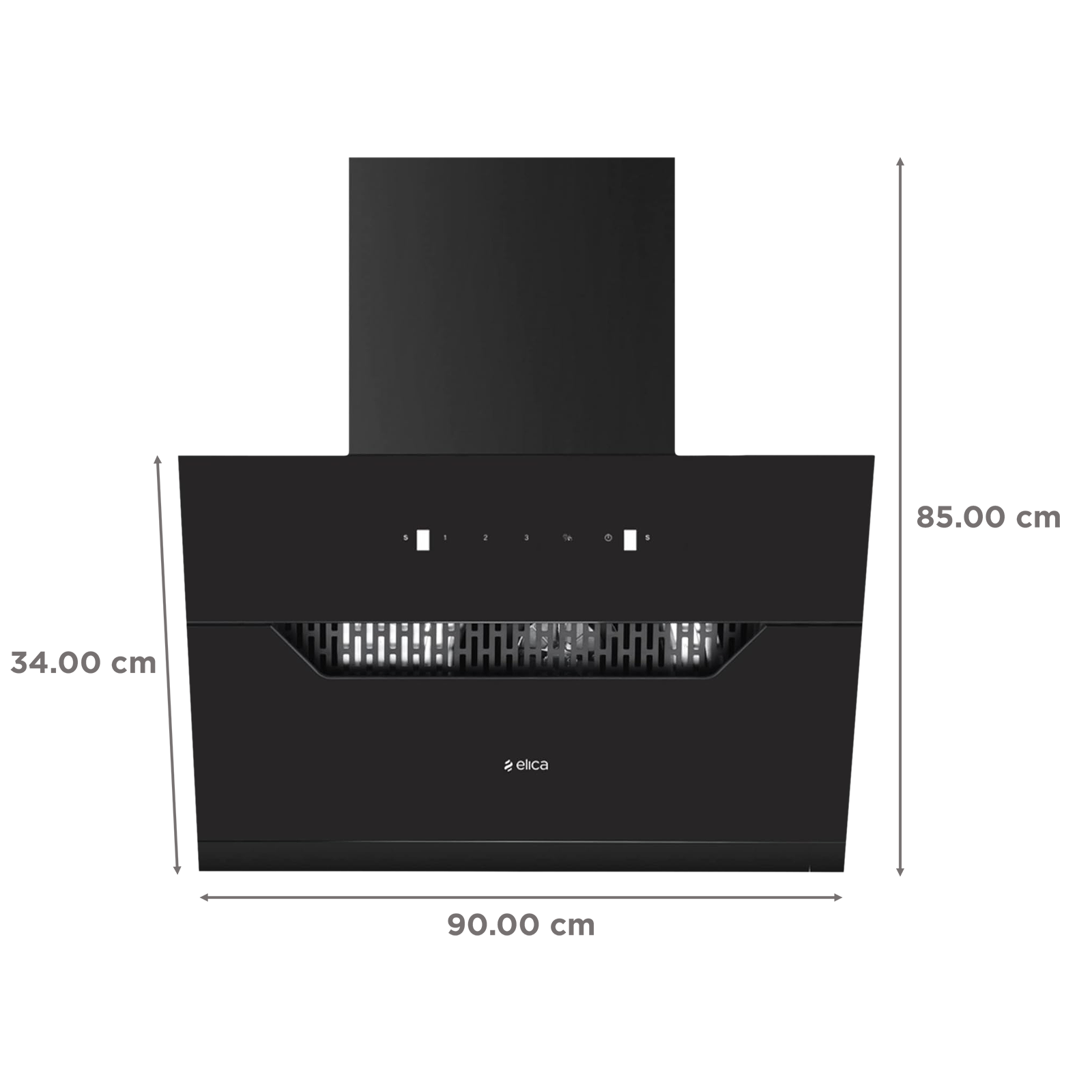 elica EFL 207 HAC LTW VMS 90cm 1350m3/hr Ductled Auto Clean Wall Mounted Chimney with Motion Sensor Control (Black)_2