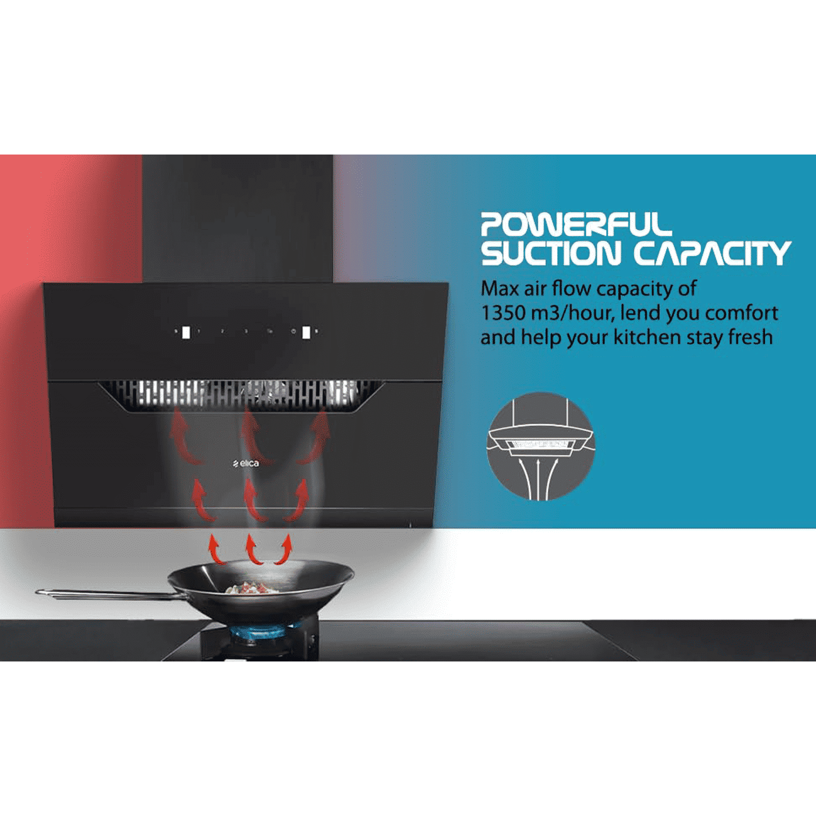 elica EFL 207 HAC LTW VMS 60 60cm 1350m3/hr Ductless Auto Clean Wall Mounted Chimney with Motion Sensor Control (Black)_9