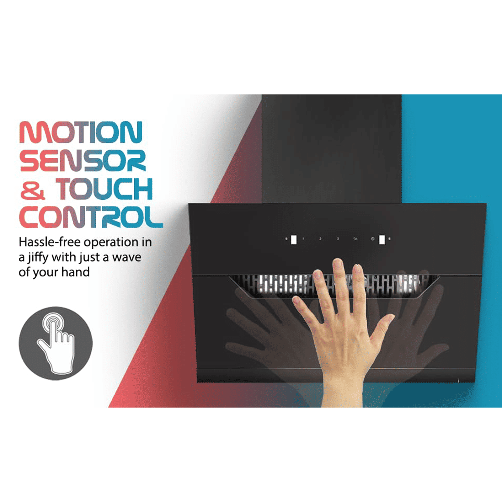 elica EFL 207 HAC LTW VMS 60 60cm 1350m3/hr Ductless Auto Clean Wall Mounted Chimney with Motion Sensor Control (Black)_10