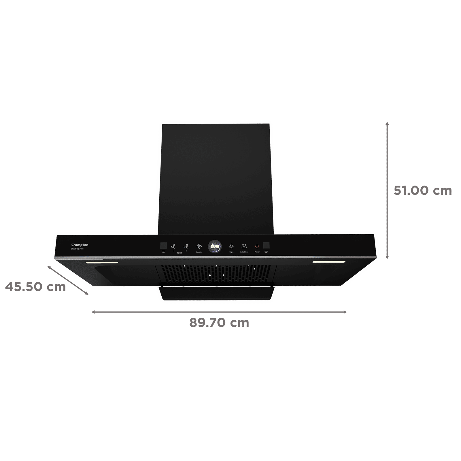 Crompton QuietPro Plus 90cm 1587m³/hr Ducted Auto Clean Wall Mounted Chimney with Gesture Control (Midnight Black)_2
