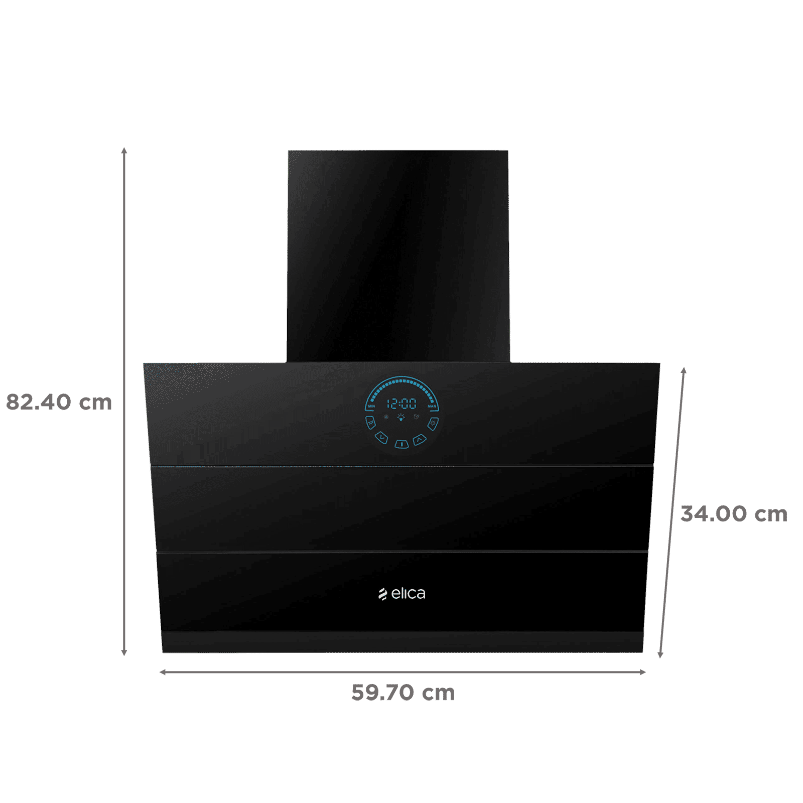 elica EFL S 108 HAC LTW VMS 60 60cm 1350m³/hr Ducted Auto Clean Wall Mounted Chimney with Palm Sensor (Matte Black)_2