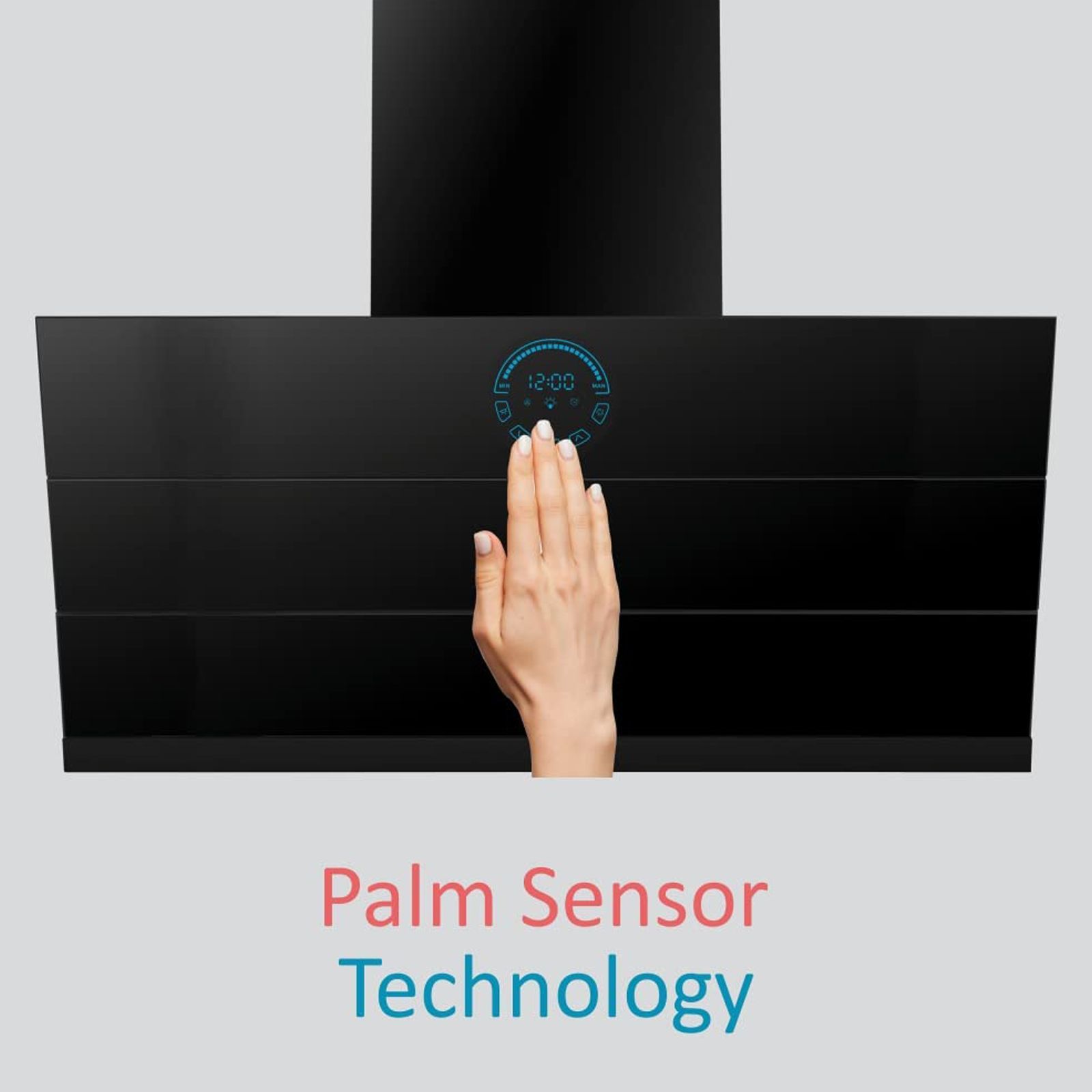 elica EFL 108 HAC LTW VMS 90cm 1350m3/hr Ducted Auto Clean Wall Mounted Chimney with Palm Sensor Control (Black)_4